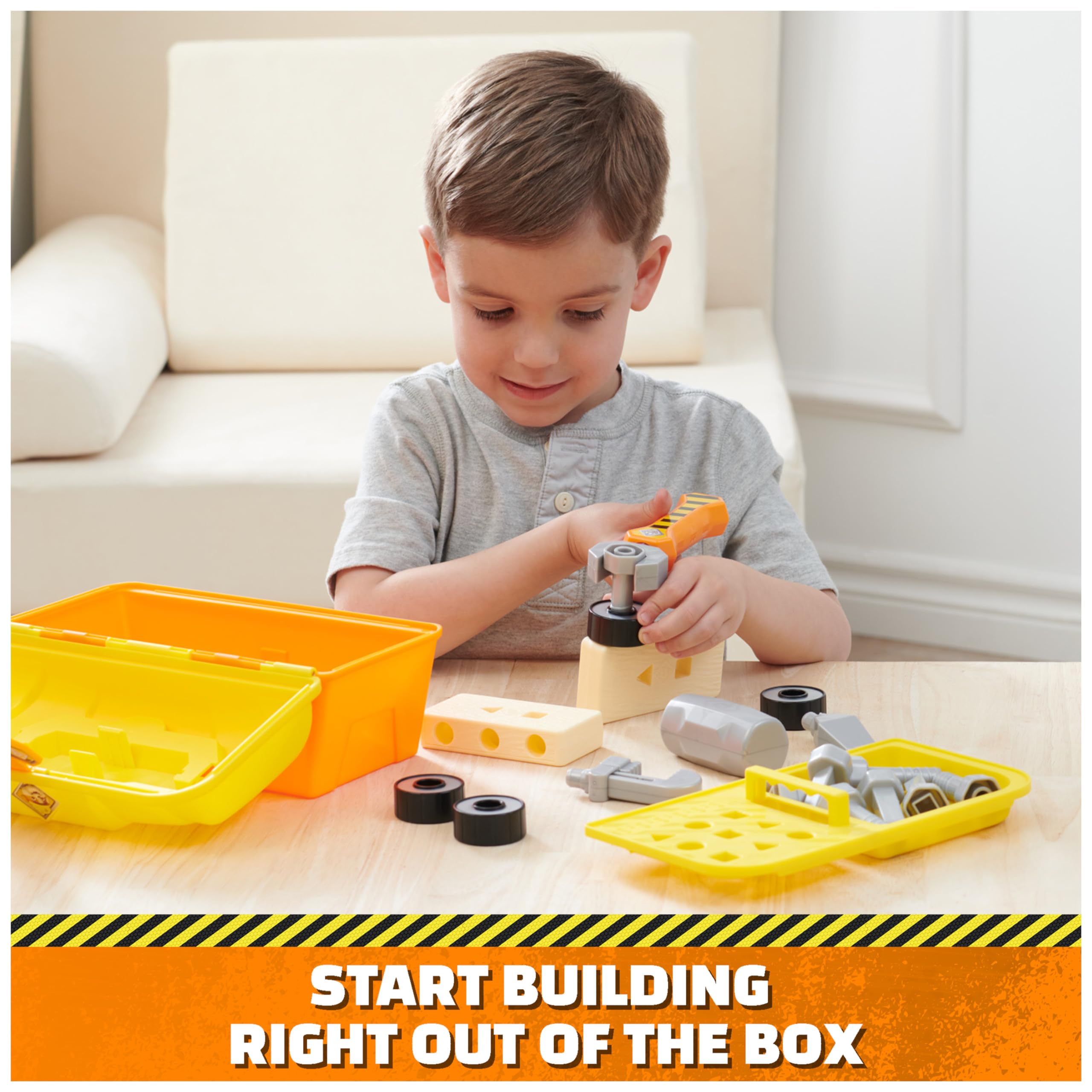PAW Patrol Rubble & Crew Construction Toolbox with 4-Piece Kids Tool Set - Building Toys for Pretend Play, Perfect Gift for Boys & Girls Ages 3+ | STEM Learning & Role-Playing Fun