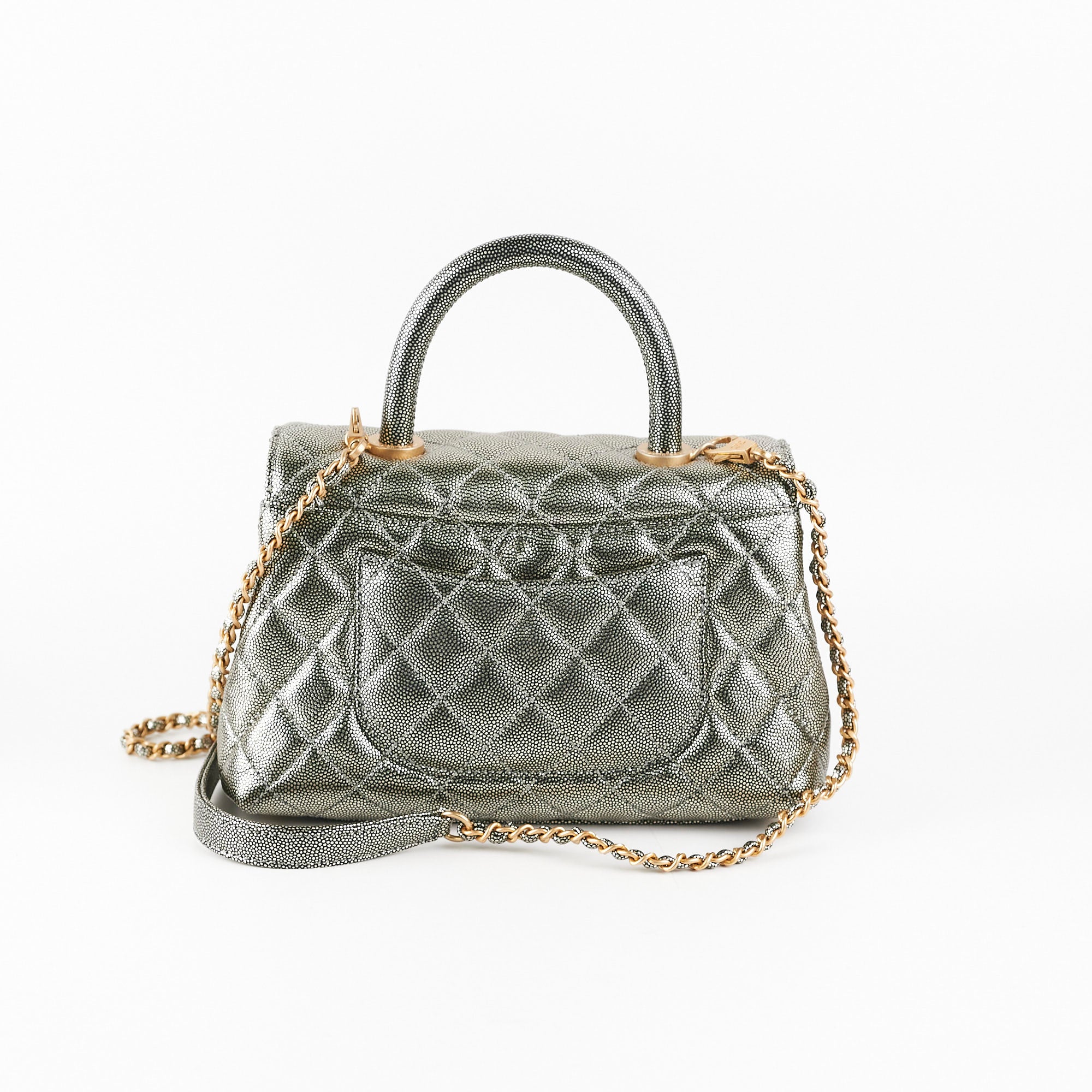 Chanel Small Coco Handle Bag in Metallic Silver - 28 Series Luxury Crossbody Purse for Women | Perfect for Evening Events, Parties & Special Occasions