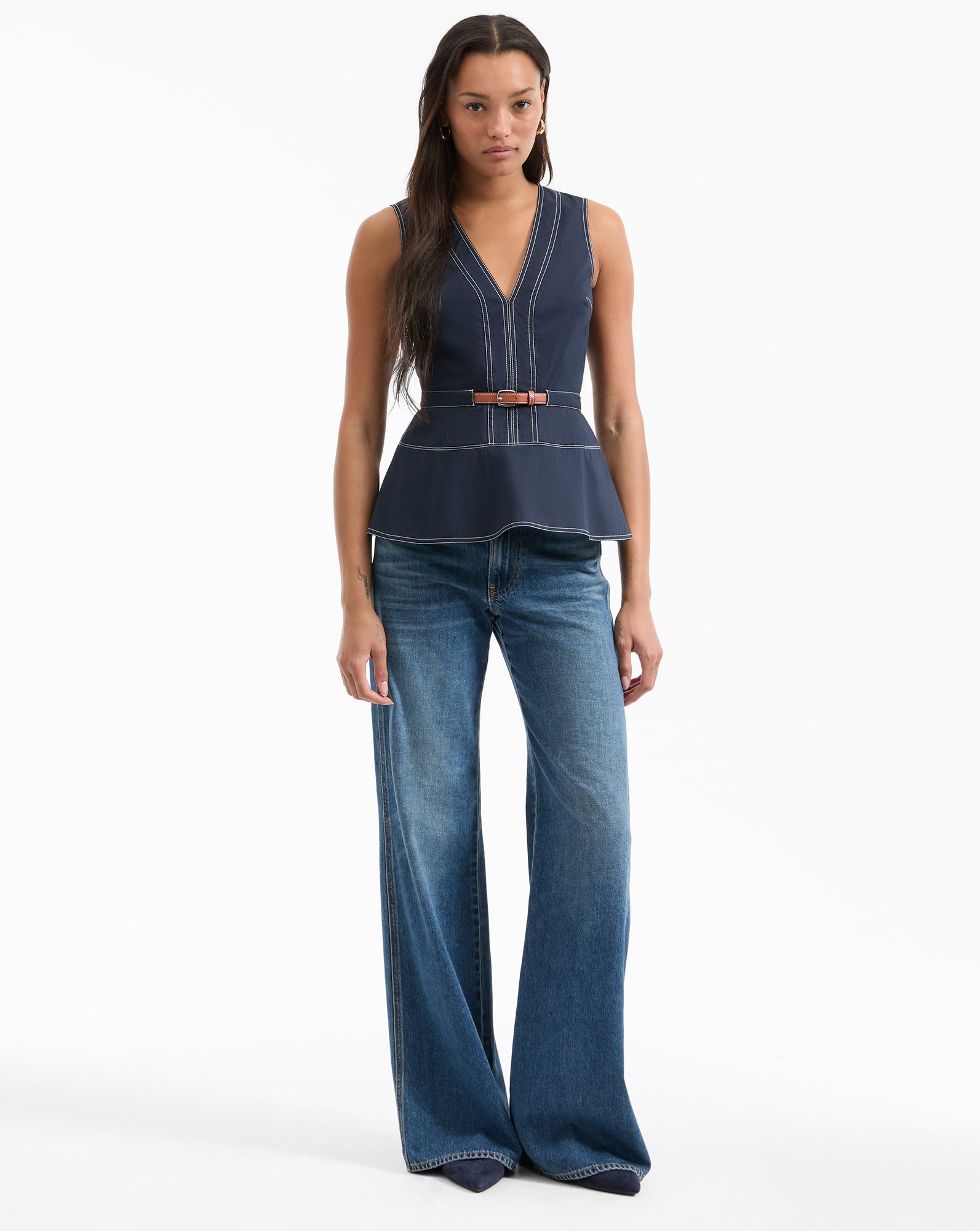 Nickleby Belted Peplum Top for Women - Stylish Tunic Blouse with Waist Tie Detail | Perfect for Office, Date Night & Casual Outfits