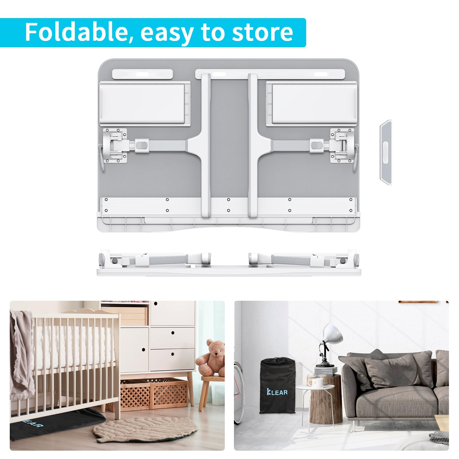 Adjustable Foldable Laptop Bed Tray Desk with 2 Drawers & Drawstring Bag - KLEAR Ergonomic Laptop Table for Working, Studying, Gaming & Eating - Portable Lap Desk for Home Office, Bedroom & Dorm Use (Grey)