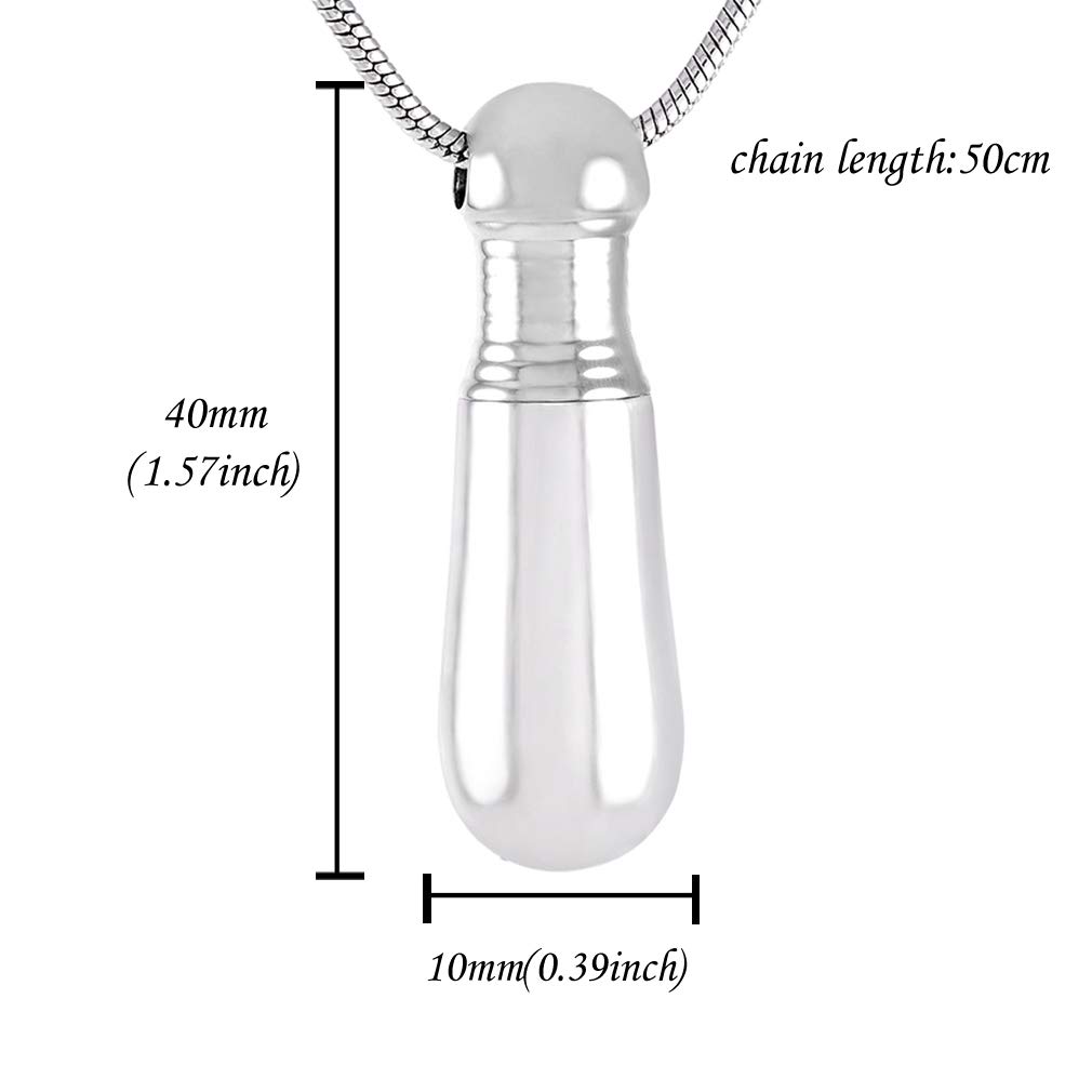 Silver Baseball Bat Urn Necklace - Cremation Jewelry for Ashes Memorial - Perfect for Dad, Hero or Angel Keepsake