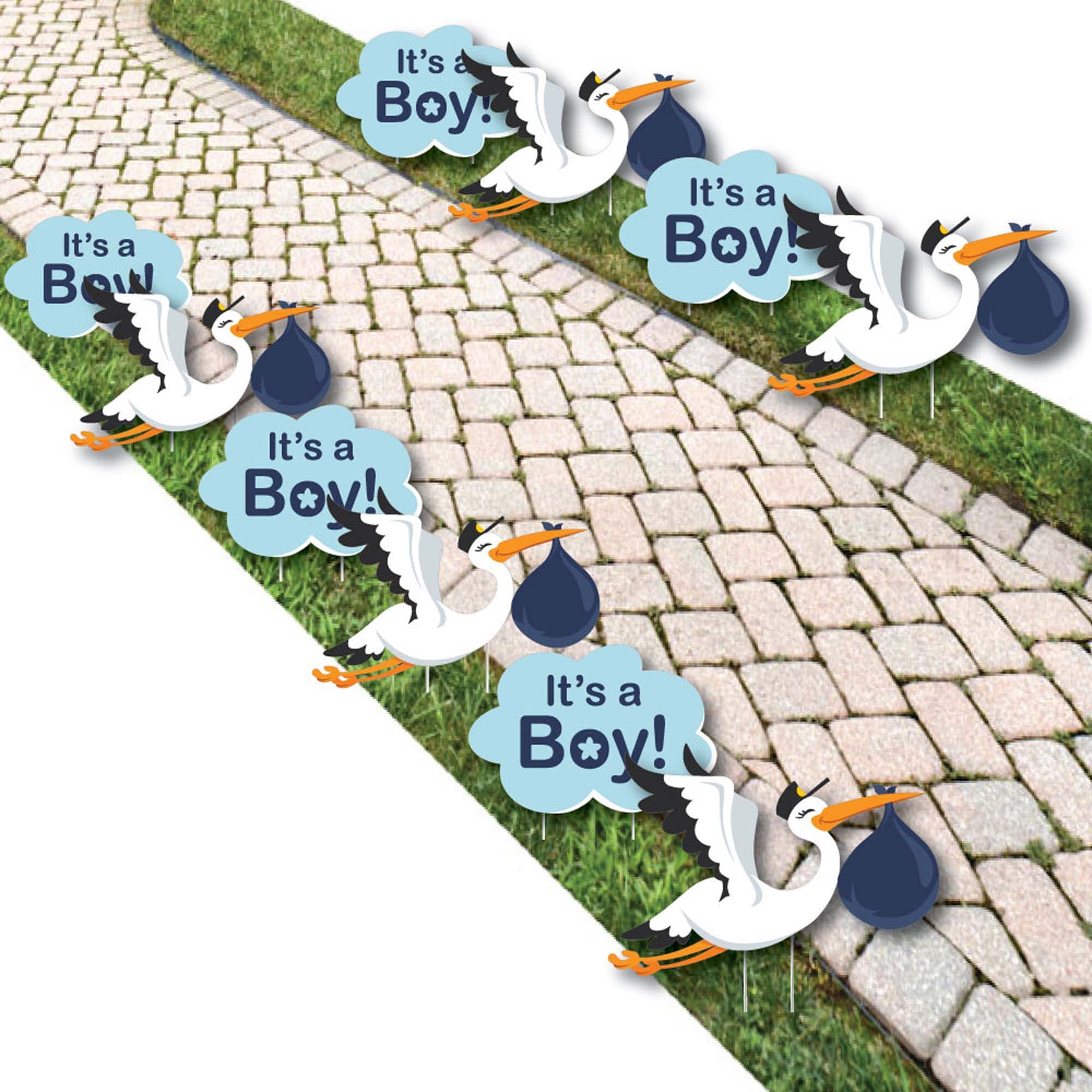 Big Dot of Happiness Boy Special Delivery - Blue 'It's a Boy' Baby Announcement Lawn Decorations - 10-Piece Outdoor Stork Yard Sign Set for Baby Showers, Gender Reveals & Newborn Celebrations