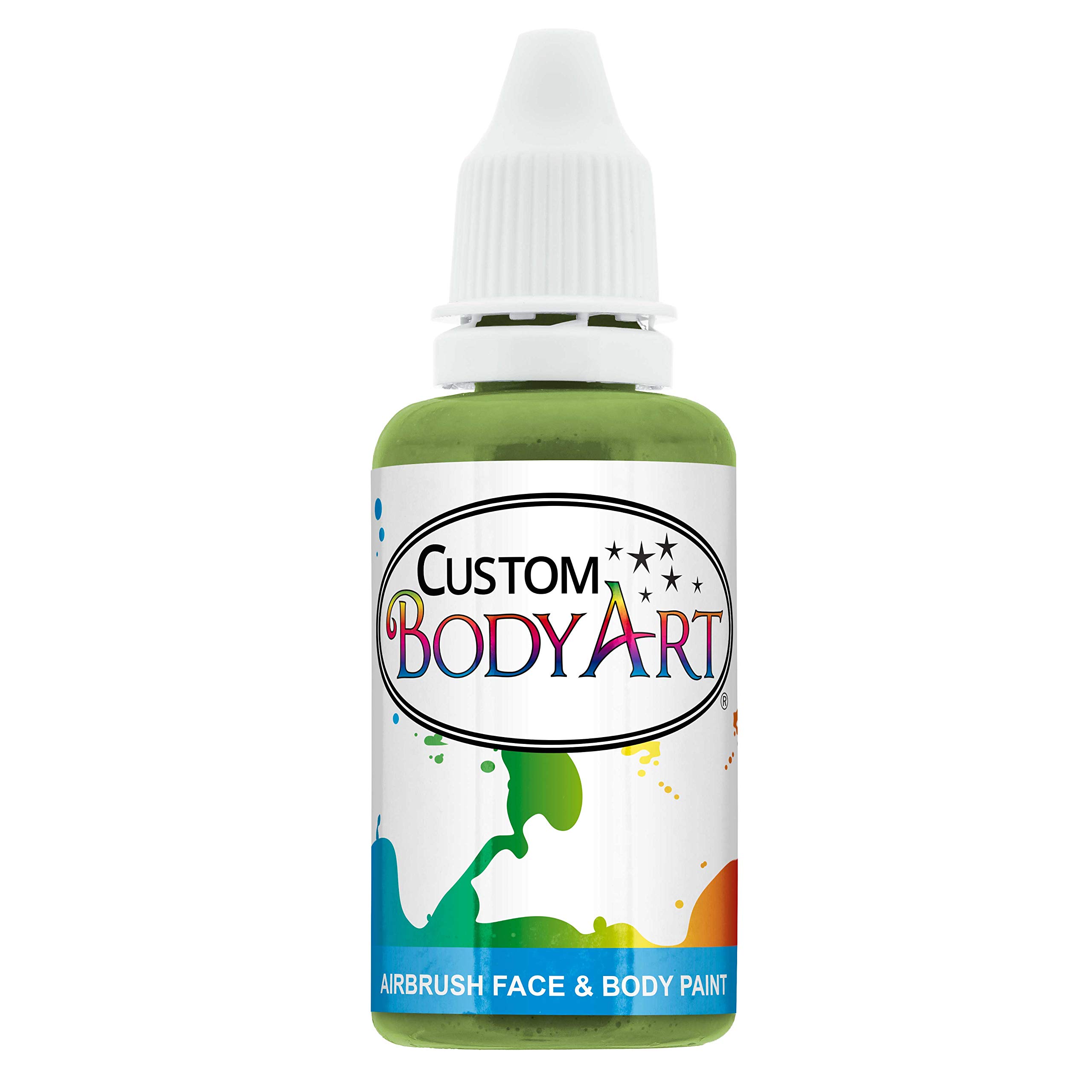1-oz Lime Green Water-Based Airbrush Body Paint - Custom Face & Body Art for Halloween, Cosplay & Costume Parties - Non-Toxic, Washable & Skin-Safe