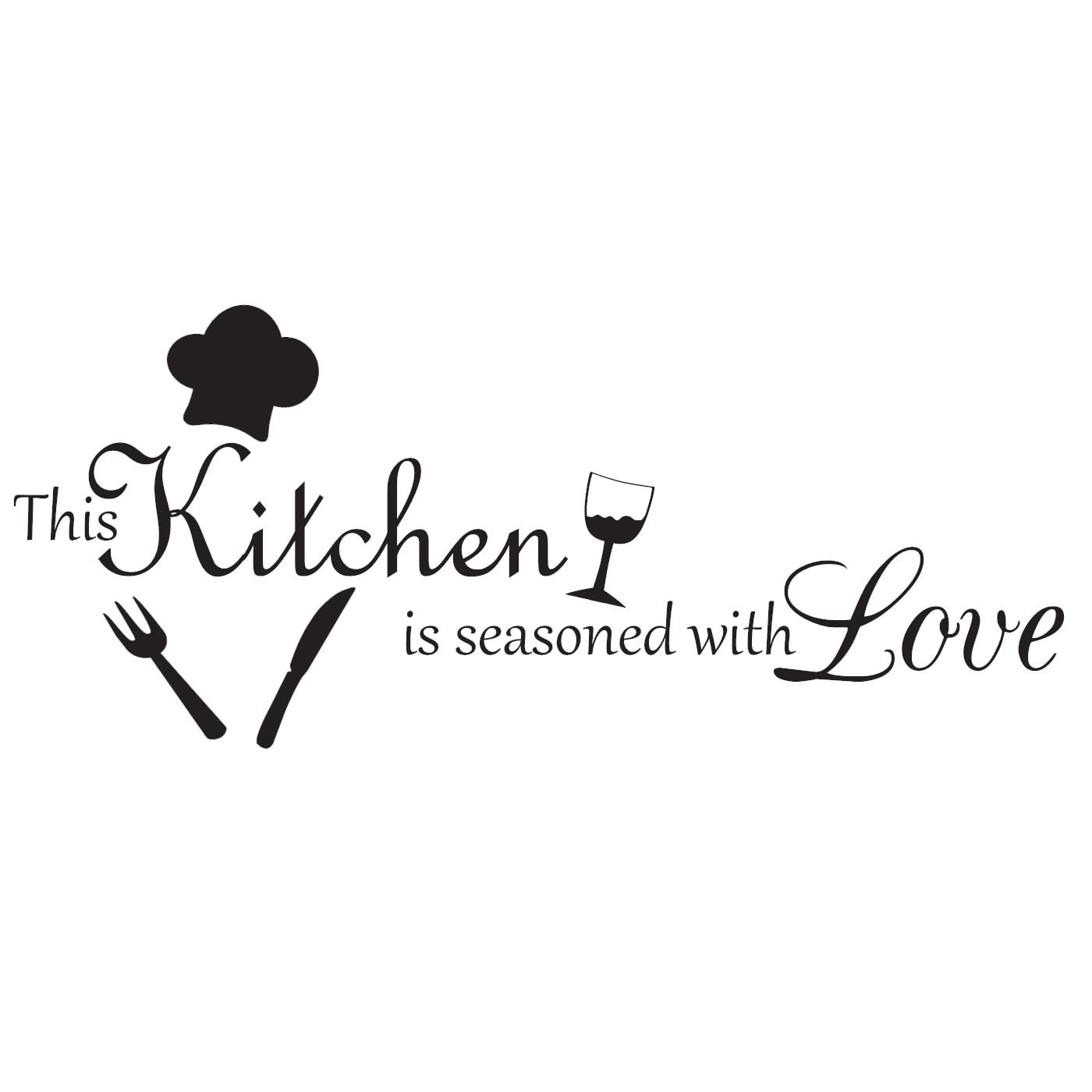 Seasoned with Love Kitchen Vinyl Wall Decal - Inspirational Quote Stickers for Home Decor - Perfect for Farmhouse, Modern & Cozy Kitchens