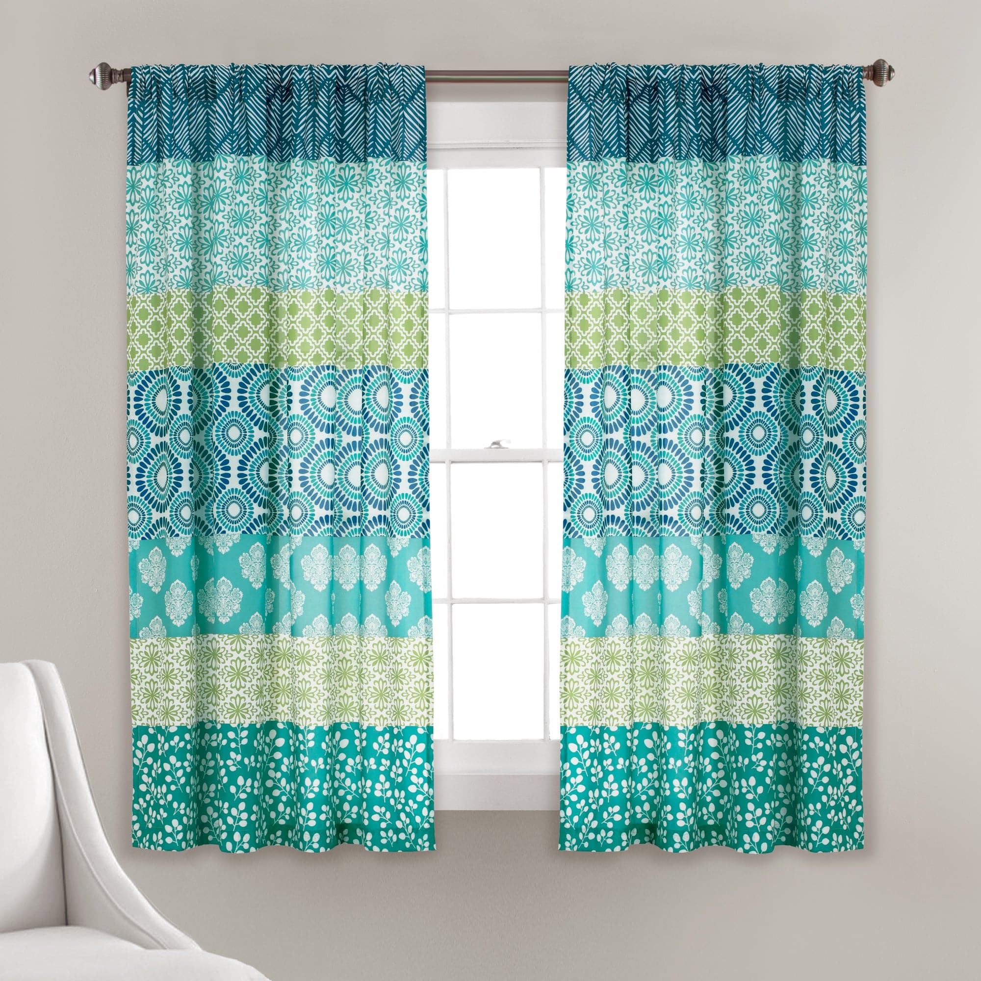 Bohemian Stripe Window Curtain Panel Set - Light Filtering Room Darkening Drapes for Living Room, Bedroom & Nursery - 84 Inch Length, 2 Panels, Soft Cotton Blend Fabric