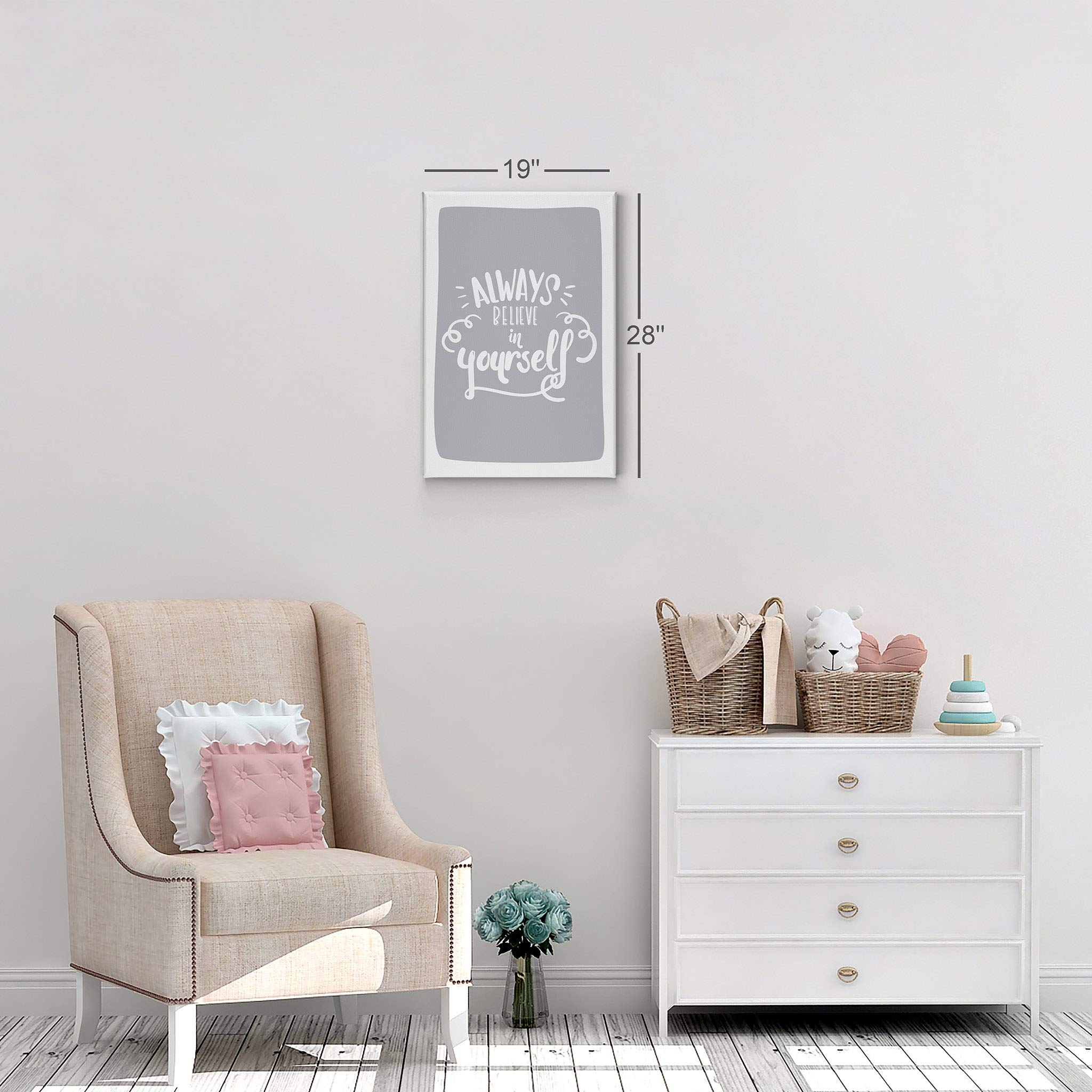 Always Believe in Yourself Inspirational Canvas Print - Blue Lettering Wall Art for Kids Room, Nursery & Baby Decor - Ready to Hang 22x15 Inch - Made in USA | Motivational Gift for Children's Bedroom, Playroom & Classroom