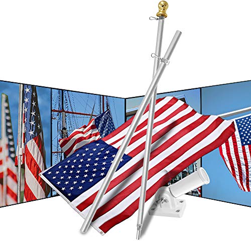 3x5 Ft Flag with Multi-Position Silver&Gray Flagpole Kit