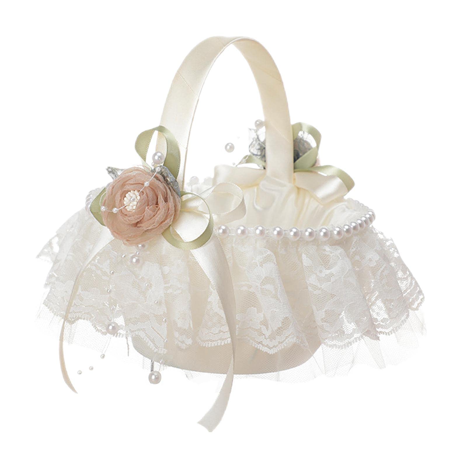 Romantic Wedding Basket with Comfortable Handle - Sweet Symbol for Bridal Party Supplies, Ceremony Accessories & Decor - Perfect for Bridal Showers, Wedding Receptions & Anniversary Celebrations