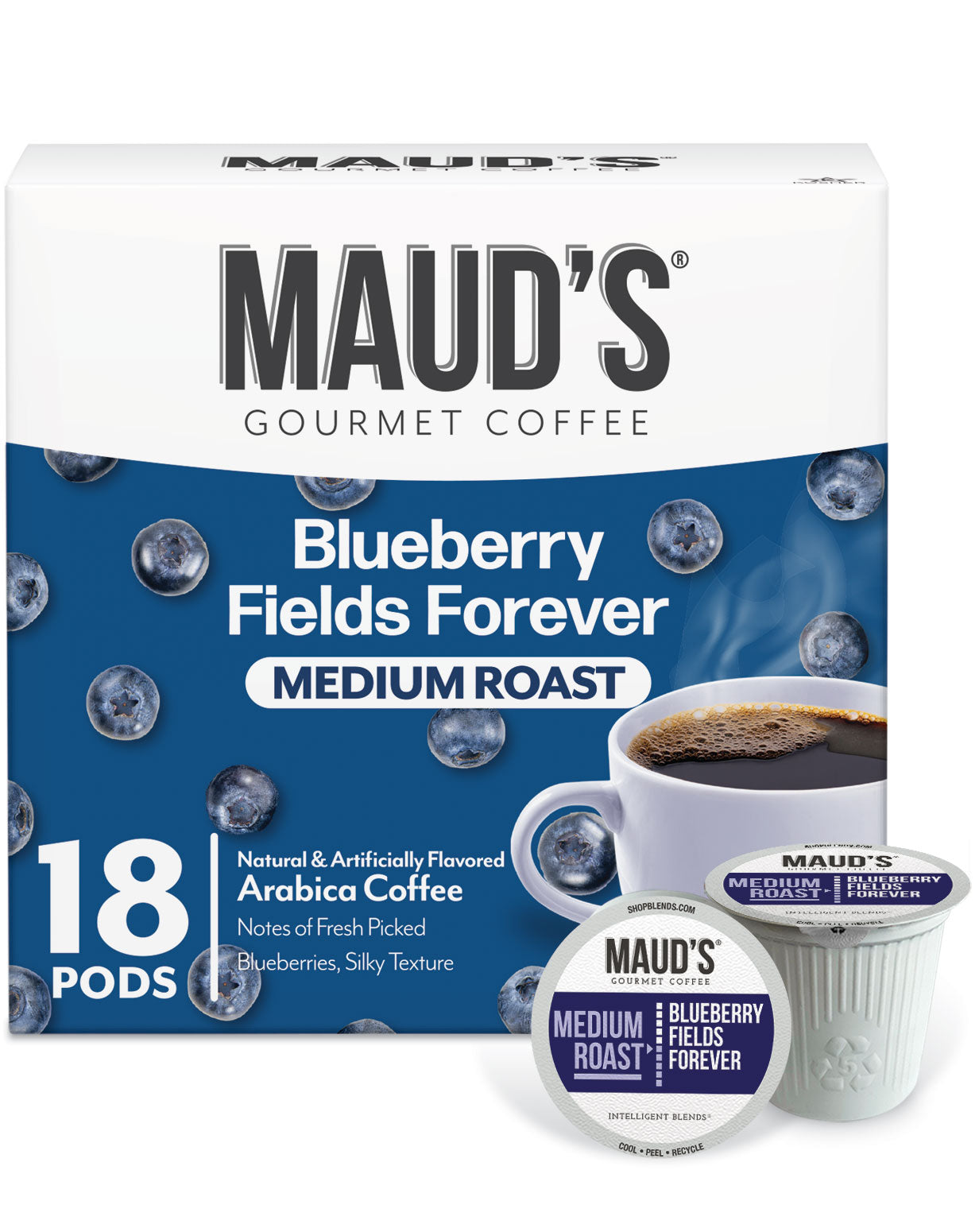 Premium Maud's Blueberry Flavored Coffee Pods - 100% Arabica, K-Cup Compatible - Perfect for Breakfast, Office & Relaxing Moments