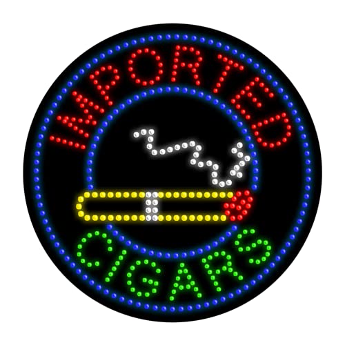 Premium Imported Cigars with LED Dots Sign #21822 - Stylish Bar Decor for Cigar Lounges, Man Caves & Home Smoking Rooms