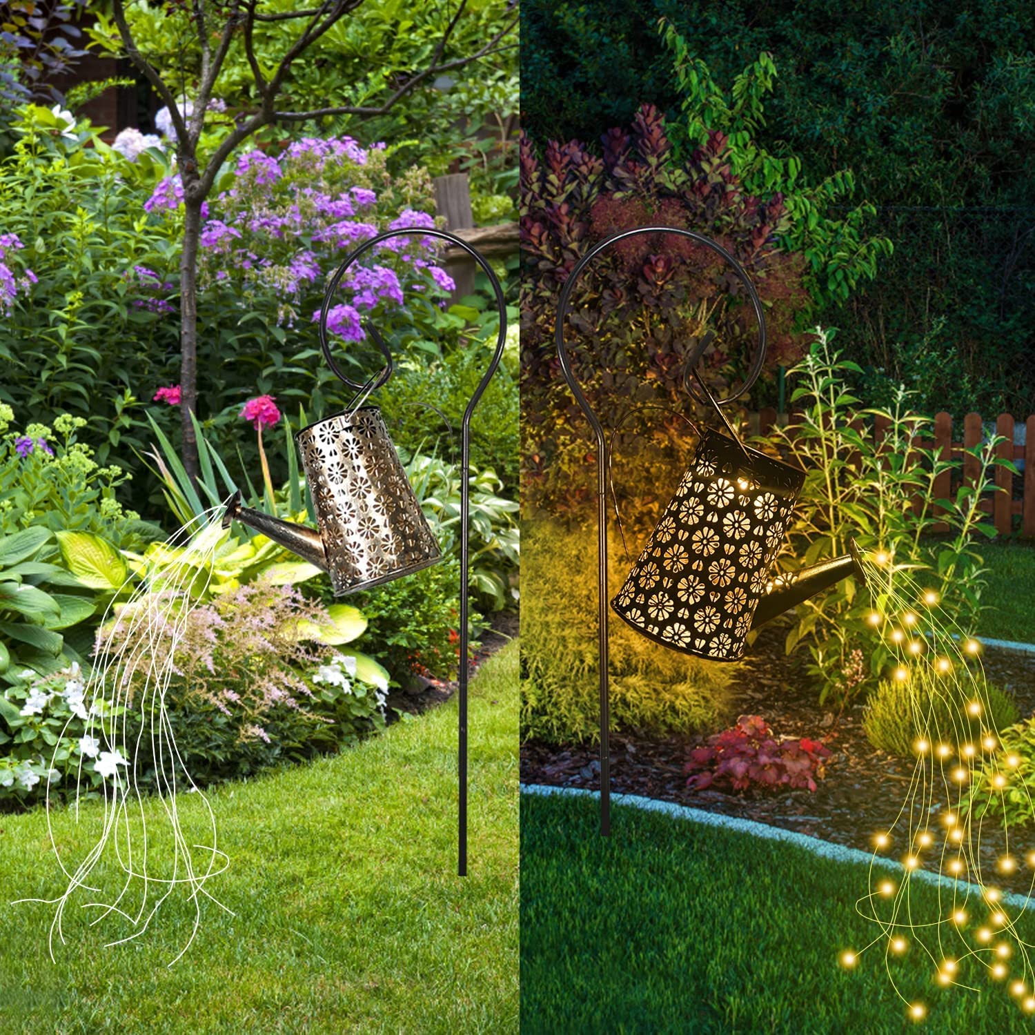 Solar Powered Outdoor Waterproof Hanging Lantern with String Lights - Retro Metal Solar Garden Decor for Pathway, Yard, Patio, Porch, Lawn, Driveway & Backyard | Perfect for Evening Gatherings, Landscape Lighting & Holiday Decorations
