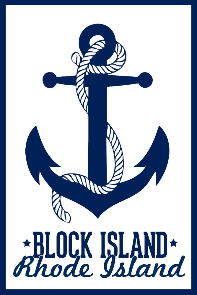 Navy Anchor Design Art Print - Hand Signed 16x24 Giclee Gallery Wall Decor, Block Island Rhode Island Inspired, Perfect for Coastal & Nautical Home Decor