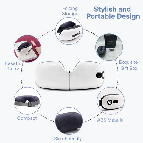 Siyaco 8S Eye Massager with Heat Therapy & Customizable Massage Modes - Relieve Eye Strain, Dry Eyes & Headaches for Office Workers & Gamers
