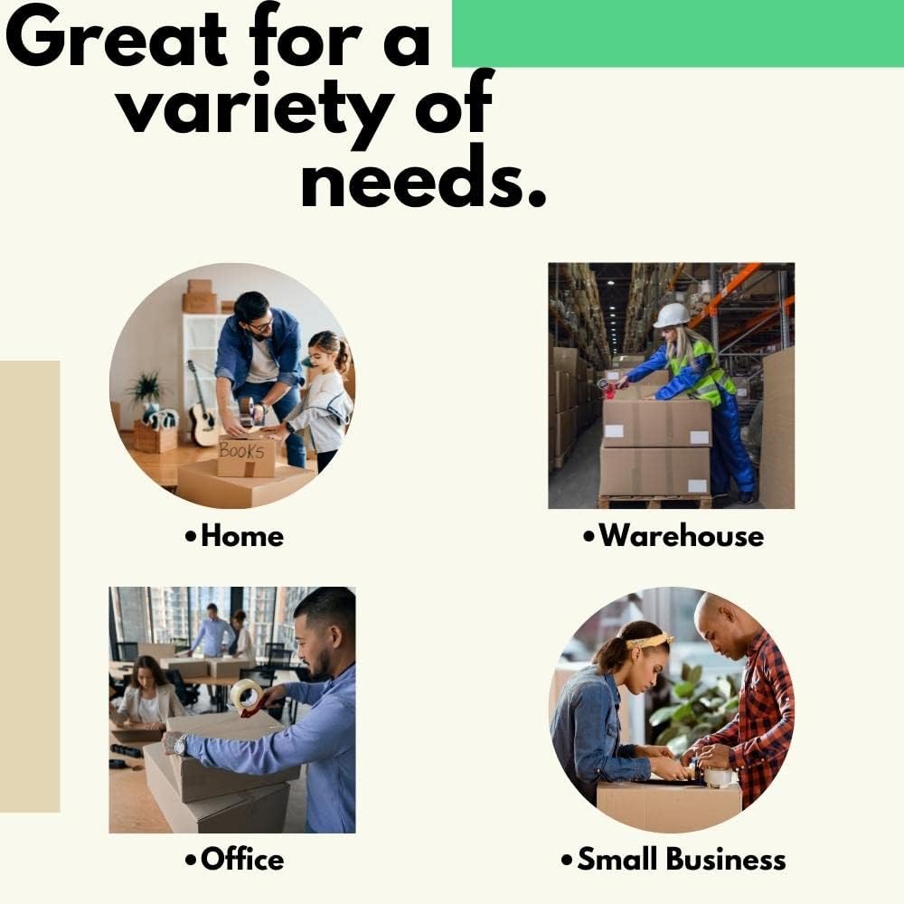 MMBM 2 Inch x 1000 Yards Green Packing Tape - 12 Rolls Commercial Grade 2.0 Mil Shipping Tape with 3 Inch Core for Industrial Packaging, Warehouse Use & Ecommerce Shipping | Heavy-Duty Adhesive for Box Sealing, Moving & Logistics