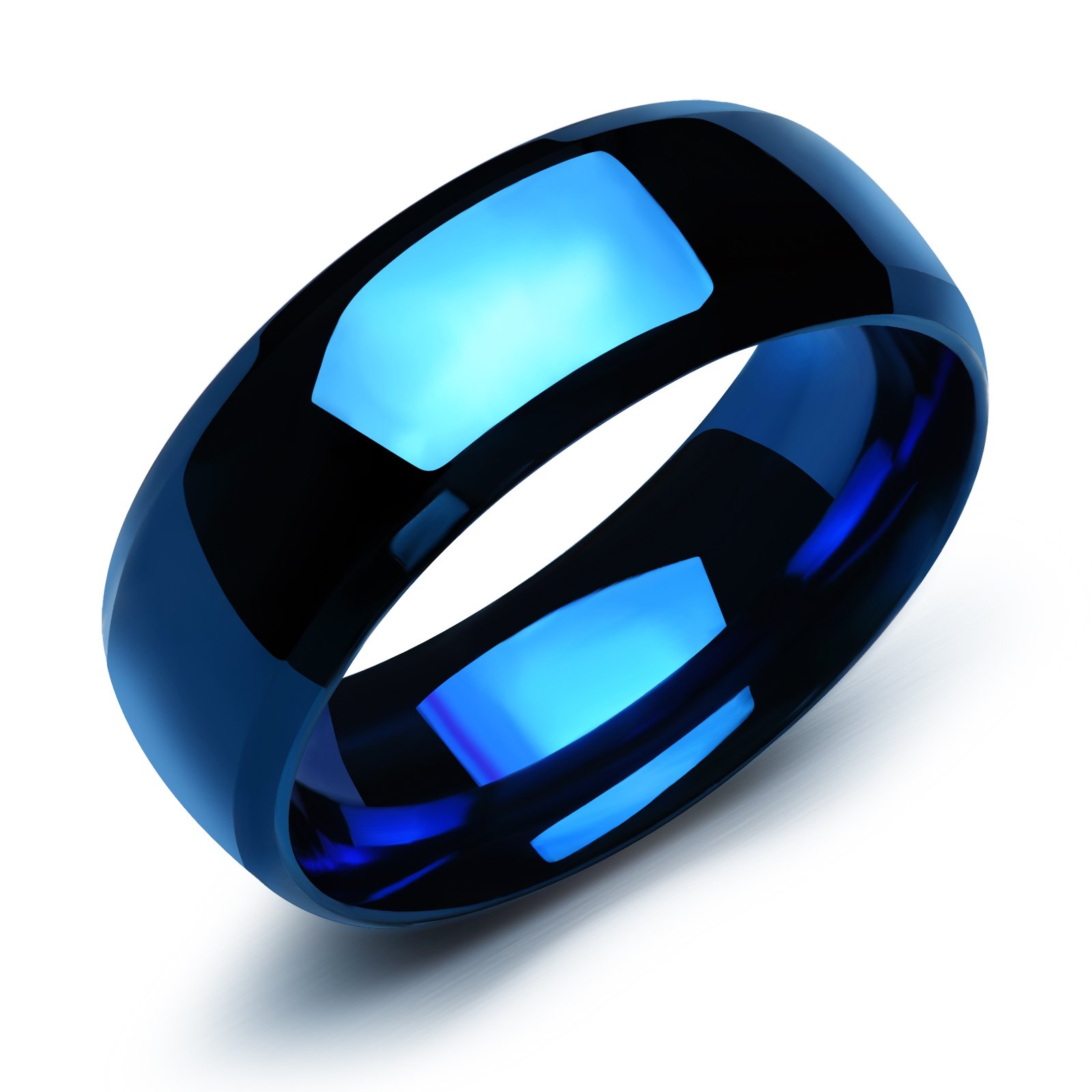 His & Hers Matching Stainless Steel Wedding Rings - Black & Blue Couple Bands for Anniversary Gifts