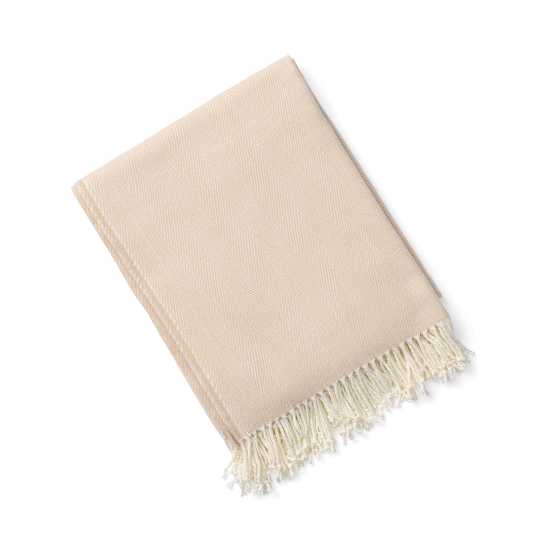 Charleston Herringbone Throw Blanket - Soft Bisque Color - Perfect for Sofa, Bed & Cozy Home Decor