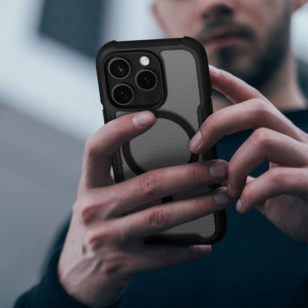 Durable Solid Color iPhone 16 Pro Max Case with Patchwork Design - Perfect for Everyday Protection & Style