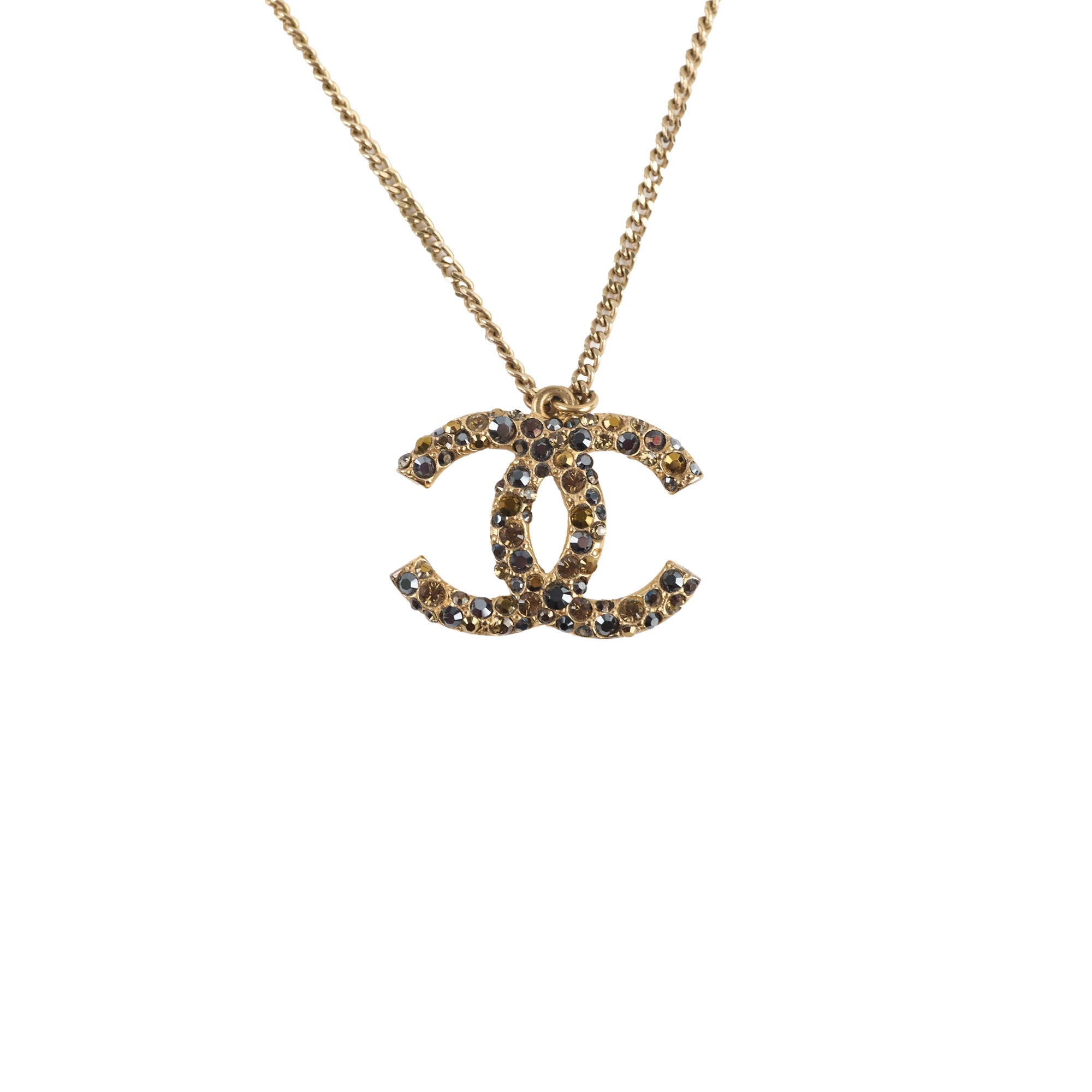 Chanel CC Logo Crystal Necklace for Women - Elegant Luxury Pendant Jewelry Gift for Birthday, Anniversary & Special Occasions