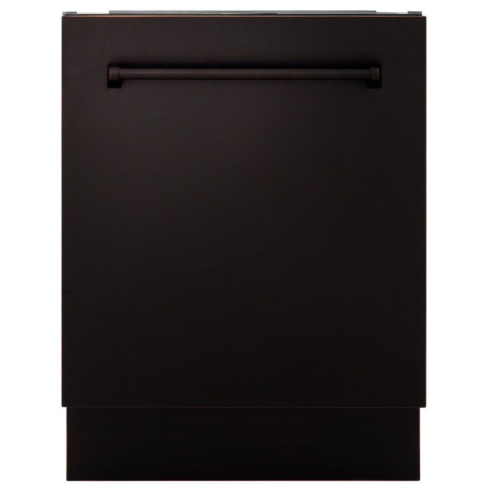 ZLINE 24 Inch Tallac Series 3rd Rack Dishwasher with Oil Rubbed Bronze Panel & Traditional Handle - 51dBa Ultra Quiet (DWV ORB 24) | Perfect for Modern Kitchens, Small Spaces & Energy-Efficient Homes