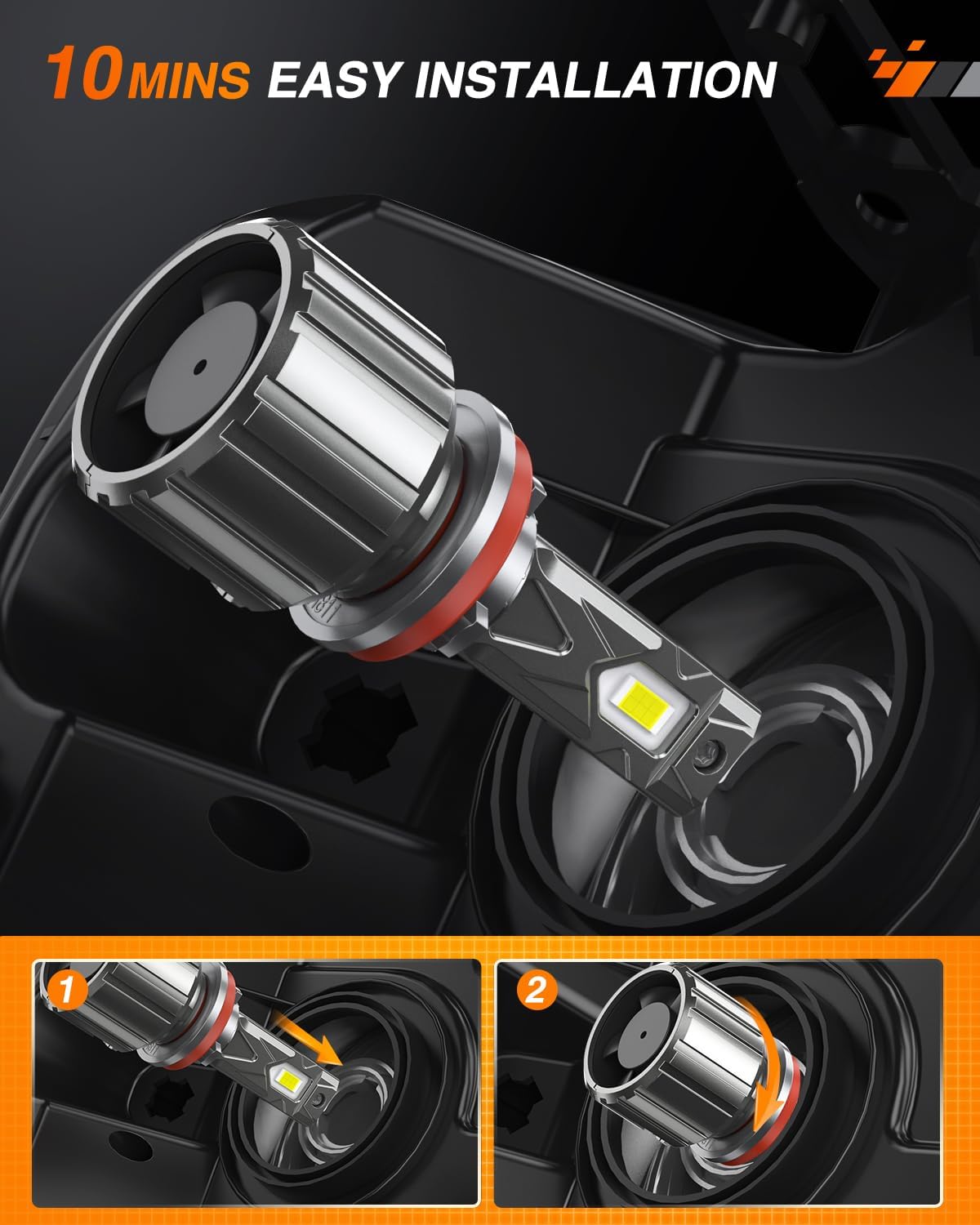H11 H9 H8 LED Headlight Bulbs FS1 Series - 2 Pack | Super Bright 6000K White Light, Plug and Play Installation, Durable for Cars, Trucks, SUVs - Perfect for Night Driving & Foggy Conditions
