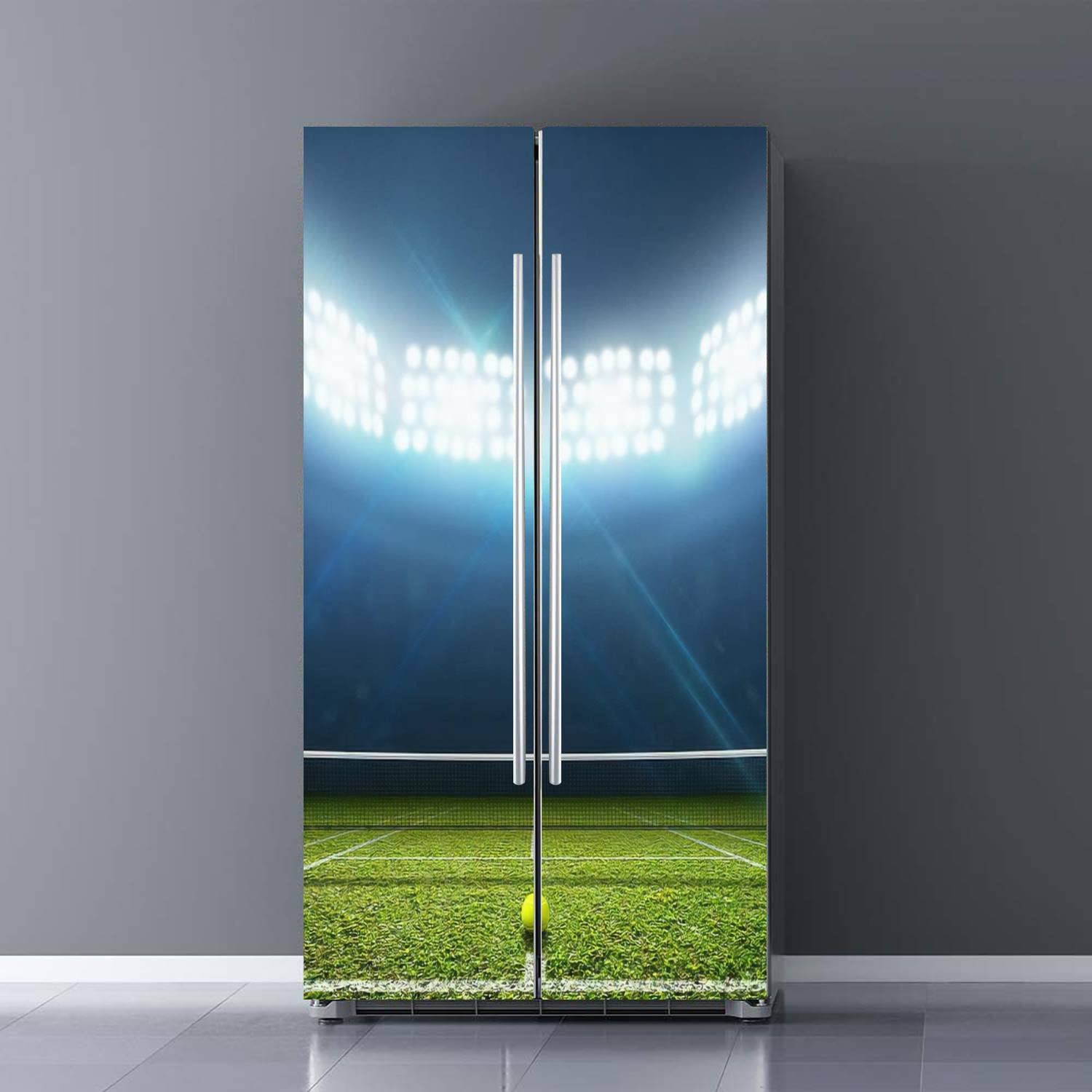Self-Adhesive Vinyl Refrigerator Wrap - Removable Tennis Court Sports Theme Fridge Sticker Cover | Peel & Stick Kitchen Decor for Home, Office, or Game Room | Perfect for Sports Fans and Unique Kitchen Makeovers