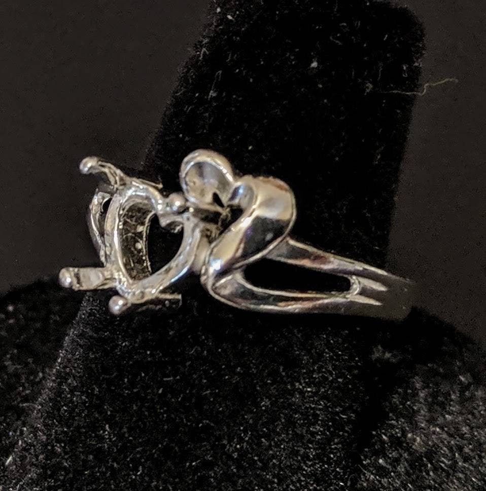 8mm Solid Sterling Silver or 14kt Gold Fancy Double Heart Pre-Notched Blank Ring Size 7 - Perfect for Engagement, Wedding Bands & Jewelry Making Supplies