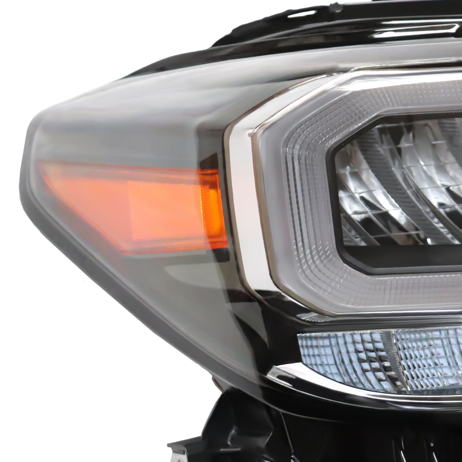 2016-2023 Toyota Tacoma LED Projector Headlights with White LED Light Bar & Sequential Turn Signals - Upgrade for Off-Roading, Night Driving & Custom Look