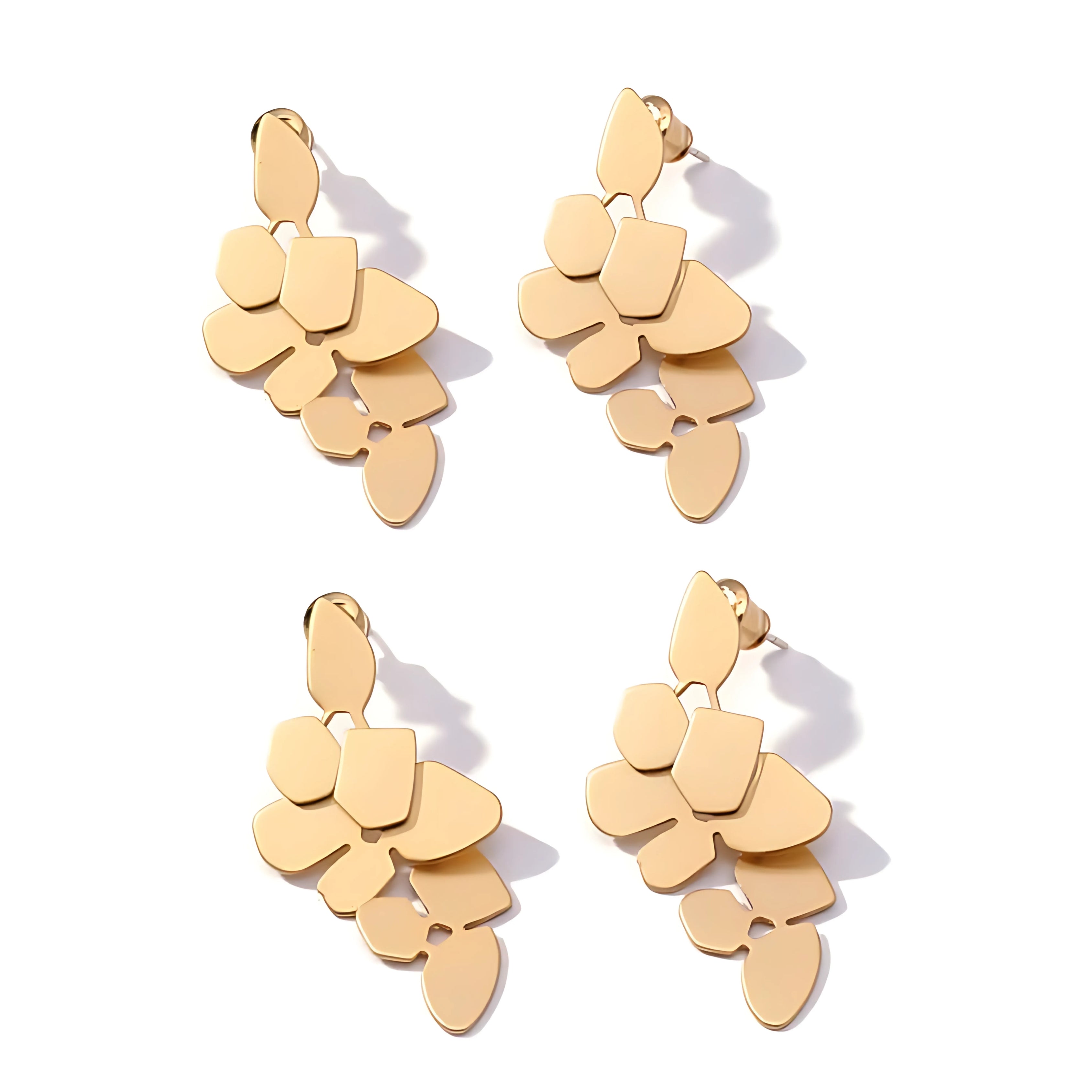 Elegant Large Cascading Metallic Abstract Drop Earrings for Women | Fashion Statement Jewelry for Parties, Weddings & Special Occasions | T44