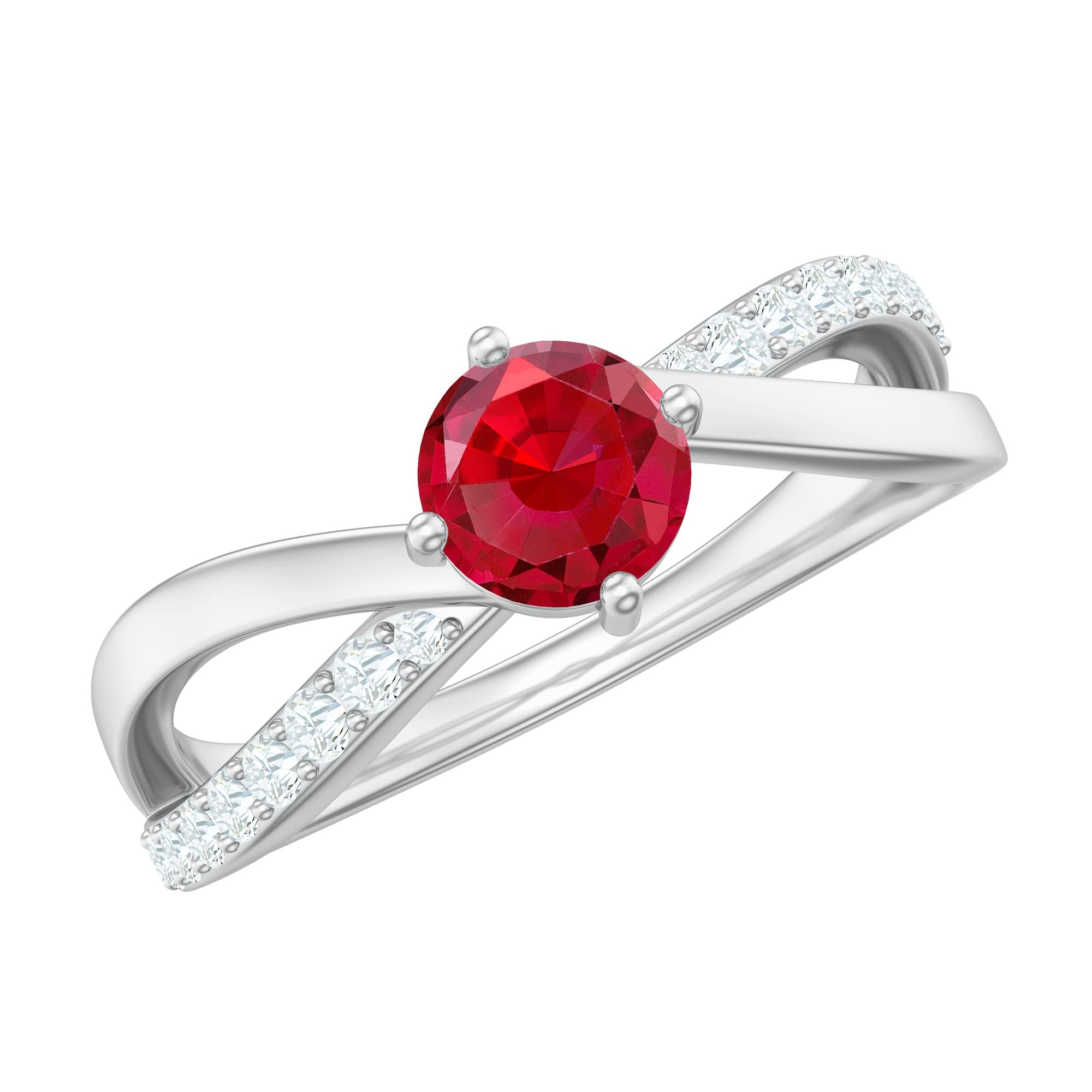 3/4 CT Lab-Created Ruby & Moissanite Ring in 14K Solid Gold - Certified Solitaire & Infinity Style Engagement Ring for Women - Perfect for Weddings, Anniversaries & Special Occasions