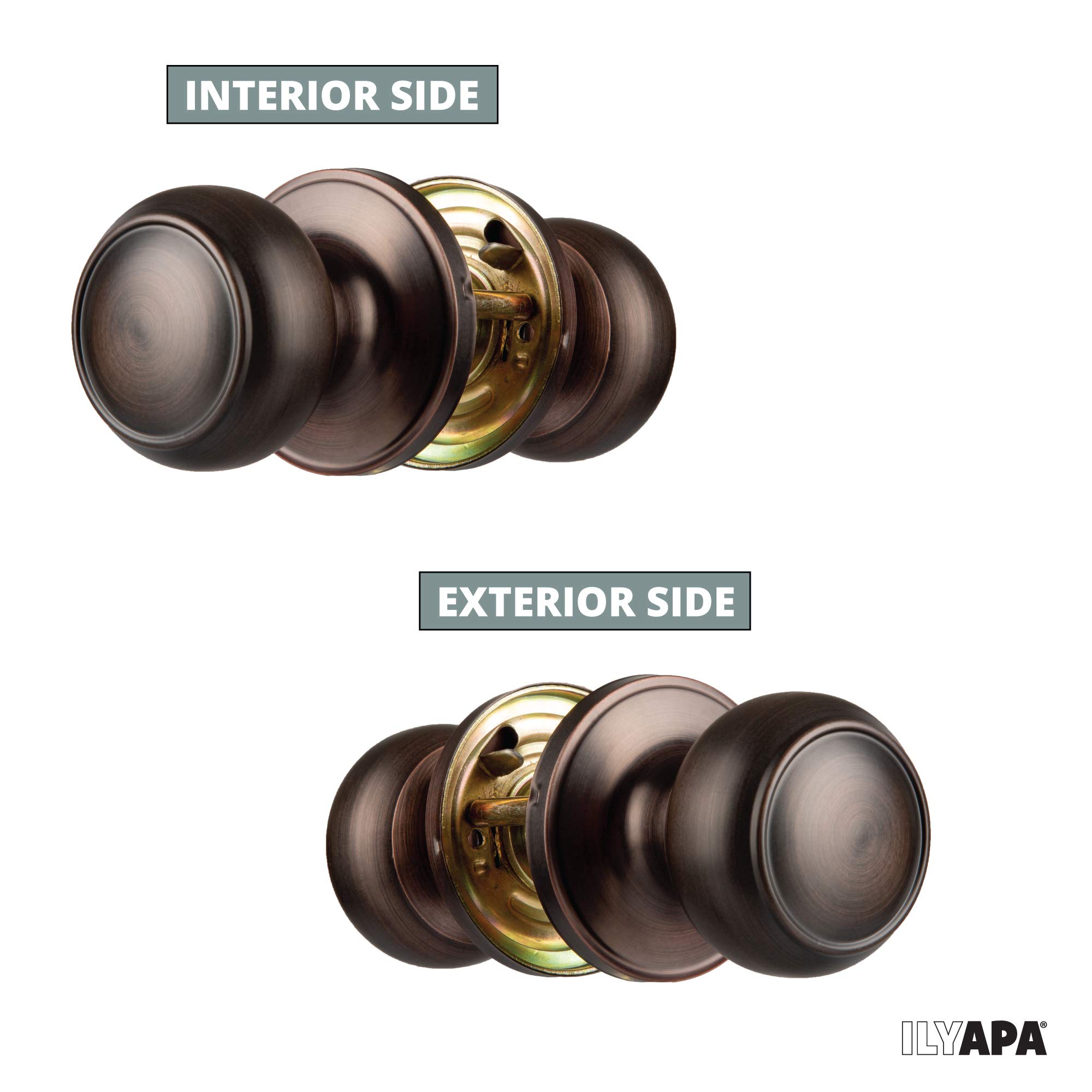 Colonial Oil Rubbed Bronze Passage Door Knob - 6 Pack Non-Locking Round Interior Door Handle for Hallway, Closet & Bedroom - Durable & Stylish Hardware for Home & Office Doors