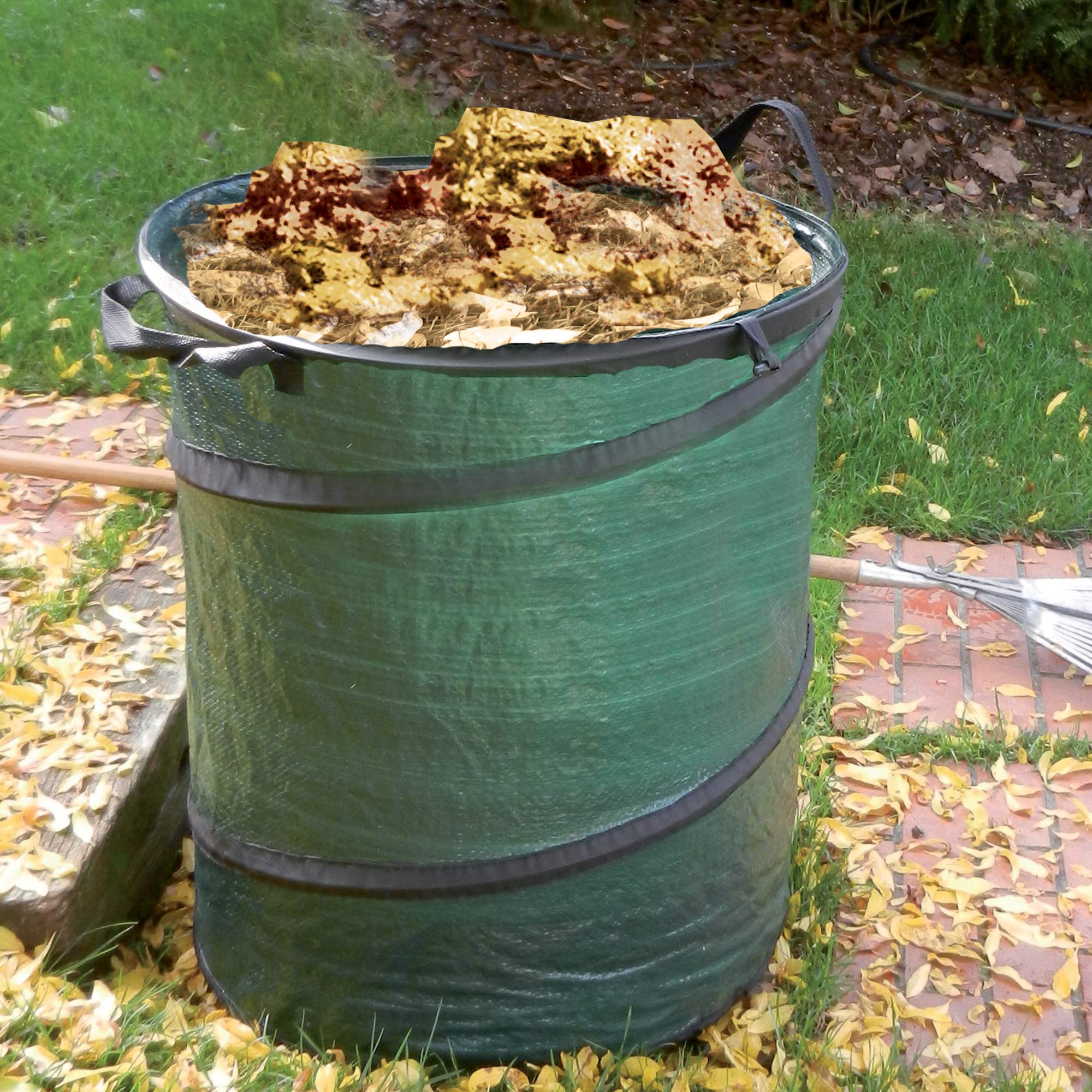 Tenax 115L Green Garden Waste Bag - Durable Polypropylene Pop-Up Spring Structure for Collecting Leaves, Yard Debris & Composting | Ideal for Gardening, Landscaping & Outdoor Cleanup