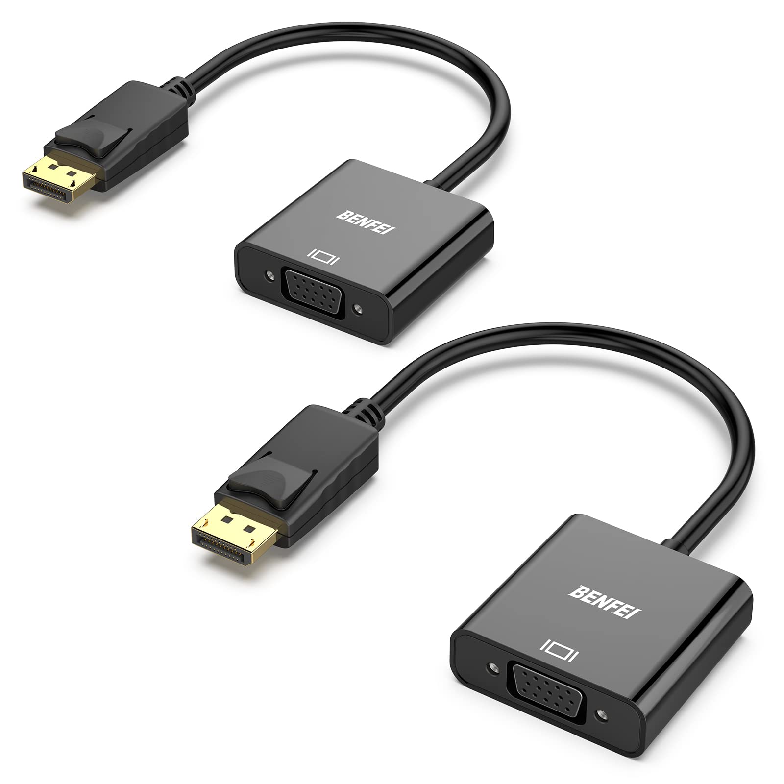 BENFEI 10-Pack DisplayPort to VGA Adapter - Gold Plated Uni-Directional DP to VGA Converter (Male to Female) 1080P HD - Compatible with Lenovo, Dell, HP, ASUS - Perfect for Office Workstations, Gaming Setups & Multi-Monitor Displays