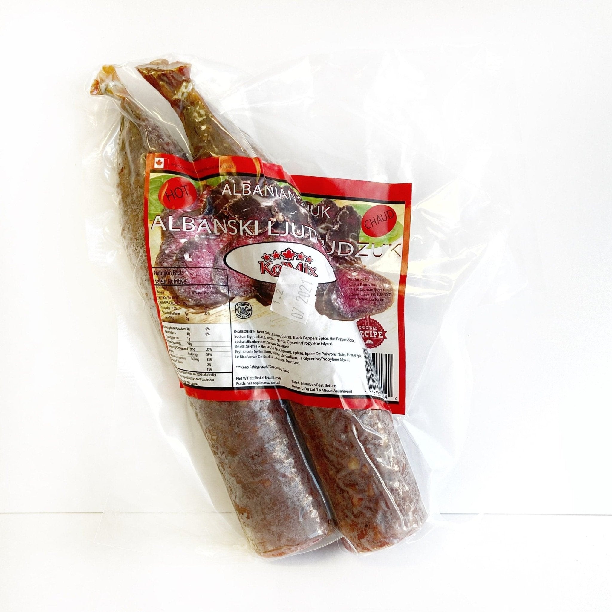 Premium Albanian Hot Sujuk Sausage - 500g Spicy Beef Salami | Authentic Balkan Cured Meat for Charcuterie Boards, Sandwiches & Grilling