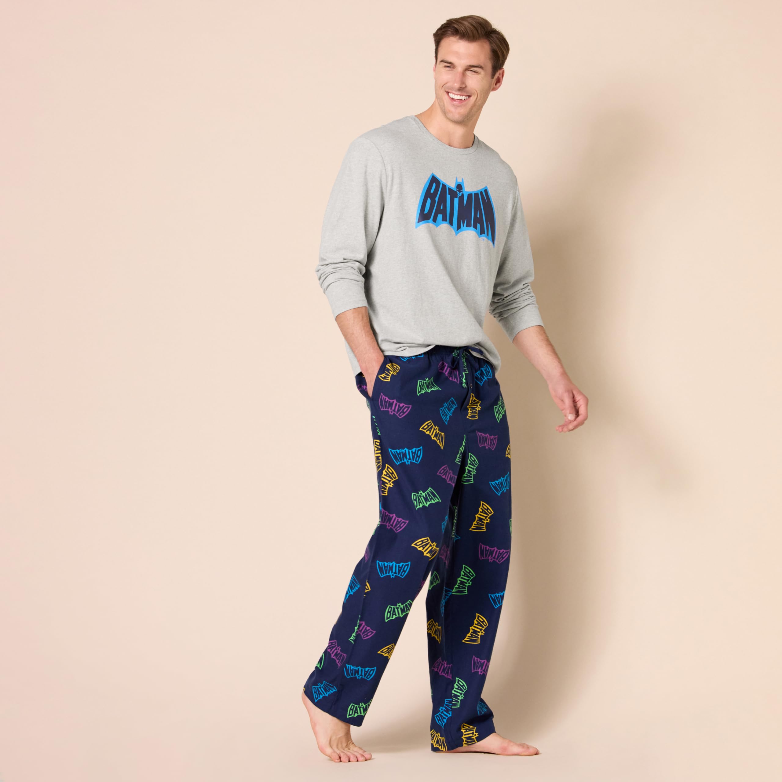 Amazon Essentials DC Men's Flannel Pajama Set - Soft & Comfortable Sleepwear for Men, Cozy Winter Pajamas with Long Sleeve & Pants - Perfect for Lounging, Sleeping & Cold Weather Comfort