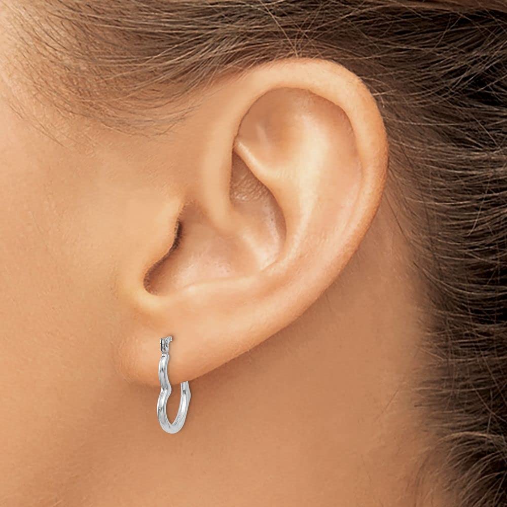 14K White Gold Heart Shaped Hoop Earrings - 15mm x 13mm | Dainty Valentine's Day Gift for Her | Perfect for Anniversaries, Date Nights & Special Occasions