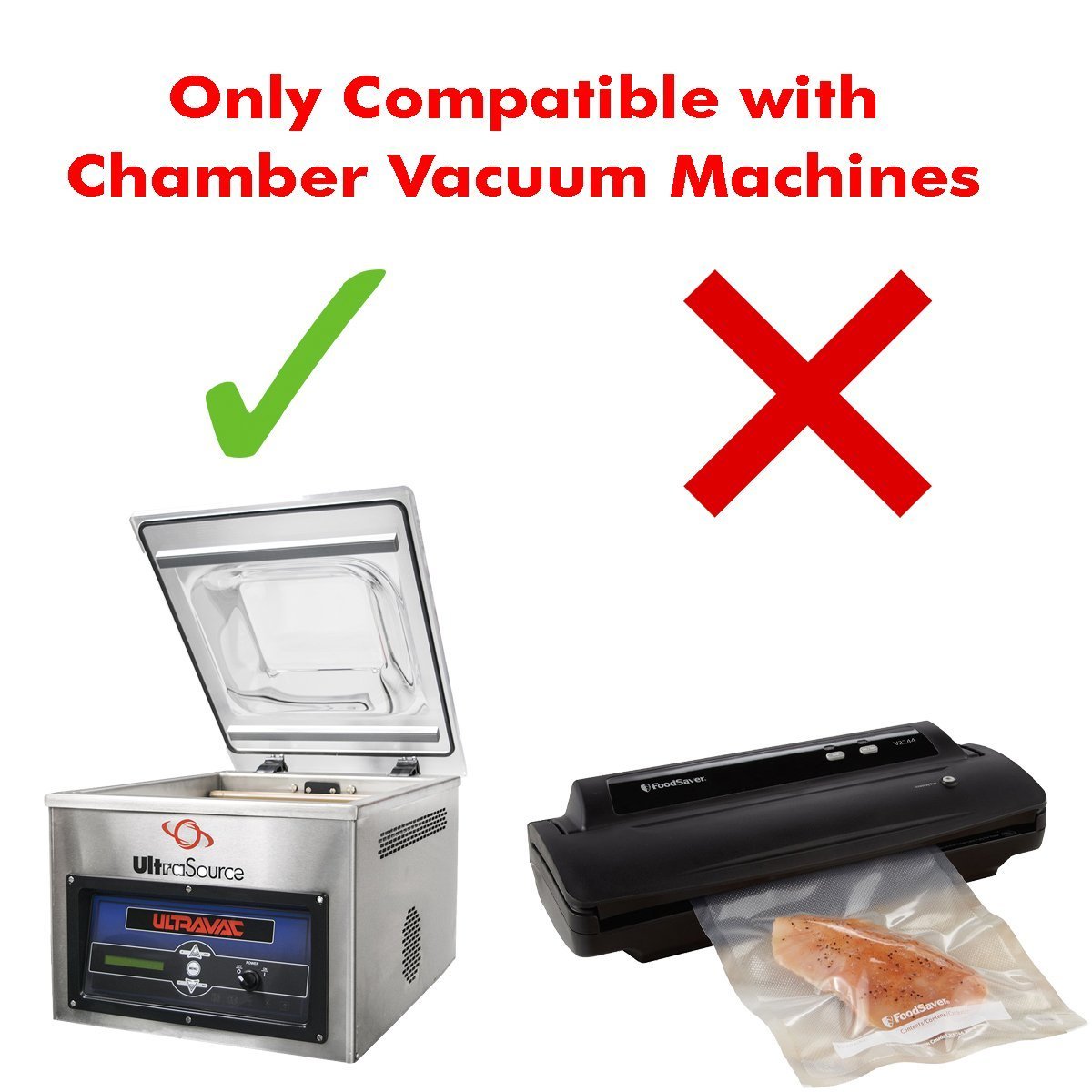 UltraSource Sous Vide Vacuum Sealer Bags - 8x15 Inch Boilable Food Grade Vacuum Chamber Pouches (Pack of 1000) for Meal Prep, Sous Vide Cooking & Freezer Storage