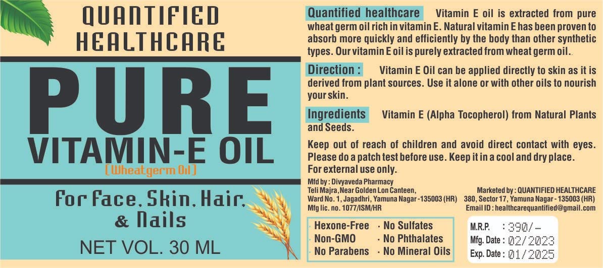 Vitamin E Oil for Face, Skin, Hair & Nails | Natural Moisturizer & Antioxidant | Dry Skin Care, Hair Growth & Nail Strength | Perfect for Daily Skincare Routine & Beauty Regimen