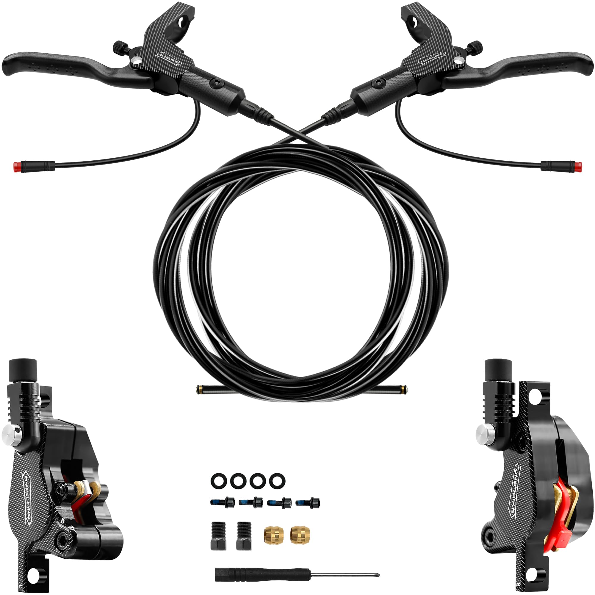 LD-210S Hydraulic Disc Brakes Set - 2-PIN/Power-Off Hydraulic Brake Kit for Electric Scooters | High-Performance Braking System for E-Scooters, E-Bikes & Commuting | Perfect for Urban Riding, Mountain Trails & Daily Commute
