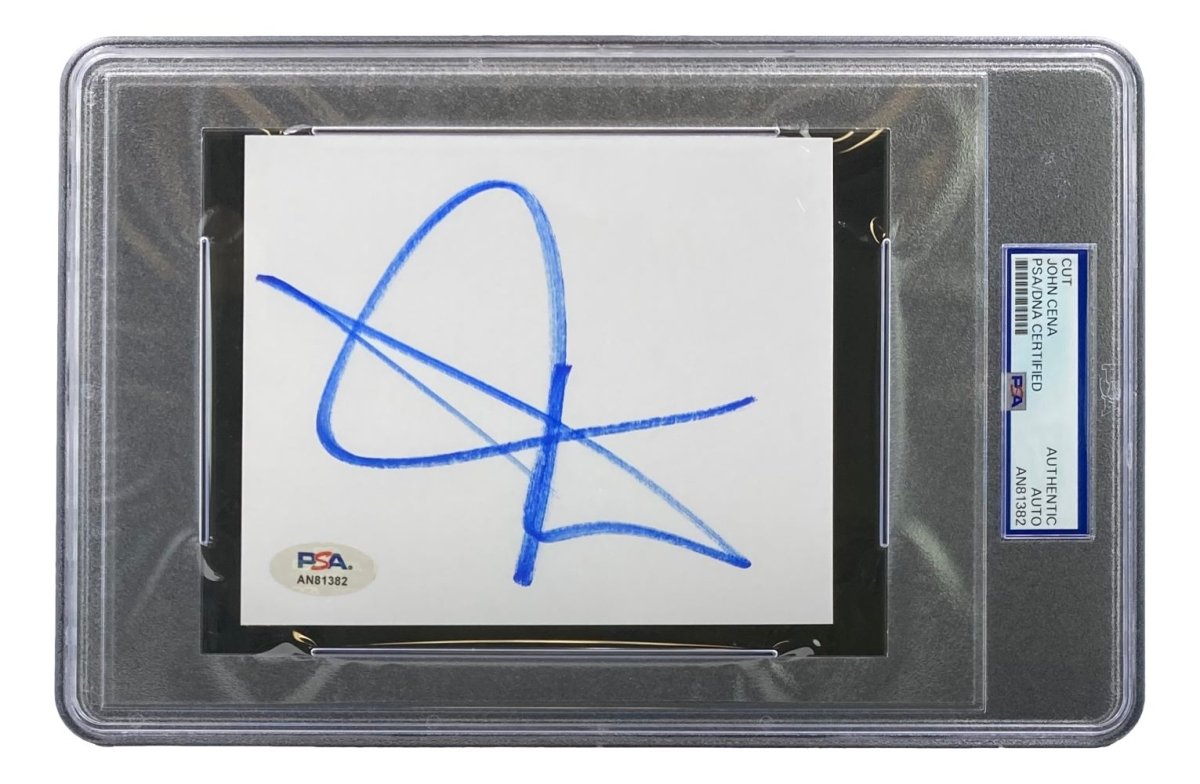 John Cena Autographed WWE Cut Signature PSA Certified Slab AN81382 - Perfect for Wrestling Memorabilia Collectors & Fans