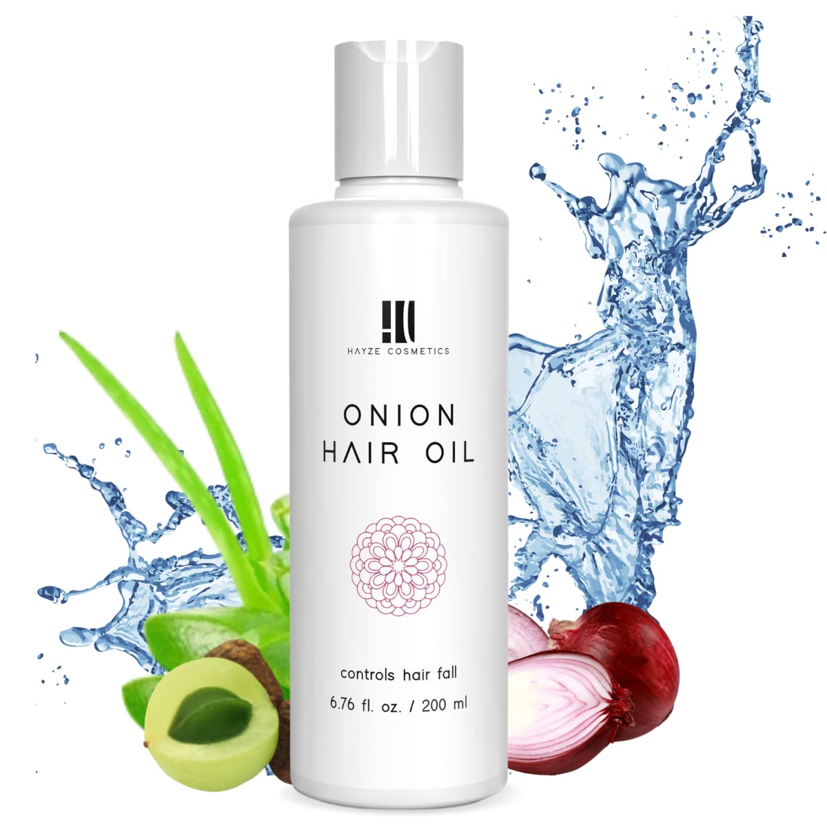 Onion Hair Oil for Hair Growth & Hair Fall Control - Enriched with Vitamin E, Almond Oil, Walnut Oil & Castor Oil | Natural & Vegan Hair Treatment | No Harsh Chemicals | 200ml Bottle | Promotes Stronger, Thicker Hair for Daily Nourishment & Scalp Care