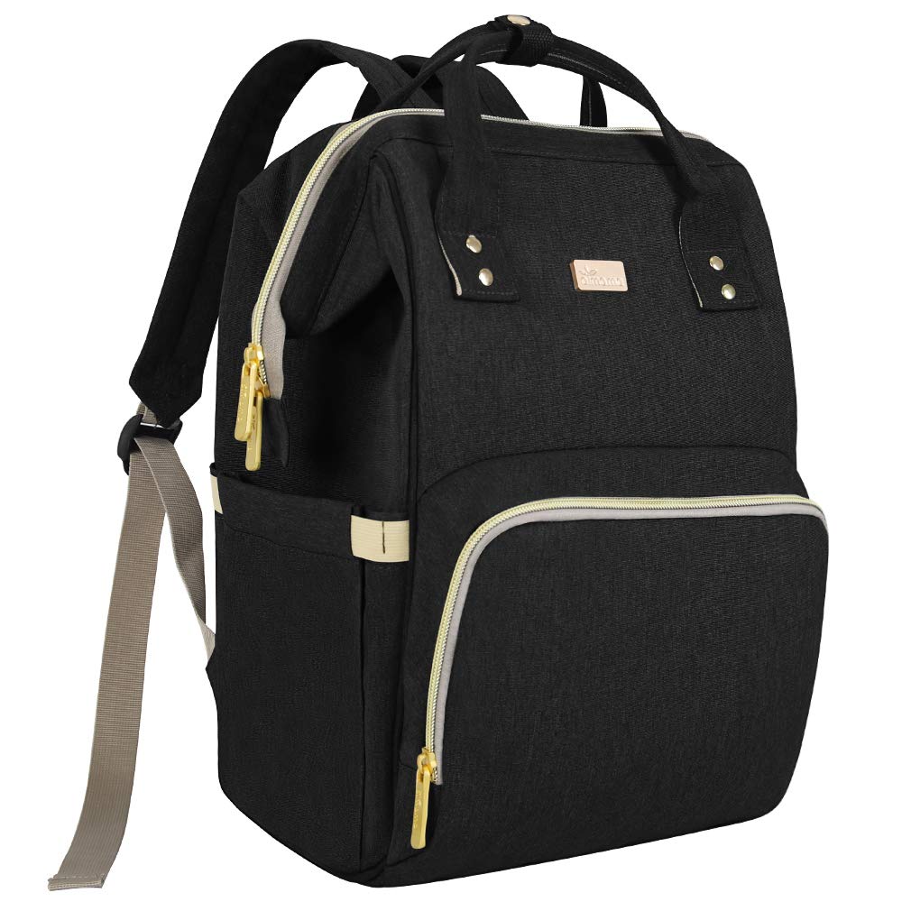 Maydolly Waterproof Diaper Backpack for Baby Girls & Boys - Multi-Function Travel Diaper Bag with Insulated Bottle Pocket & Wide Side Pockets - Perfect for Parents On-The-Go (Black) | Ideal for Daycare, Travel, Shopping & Family Outings