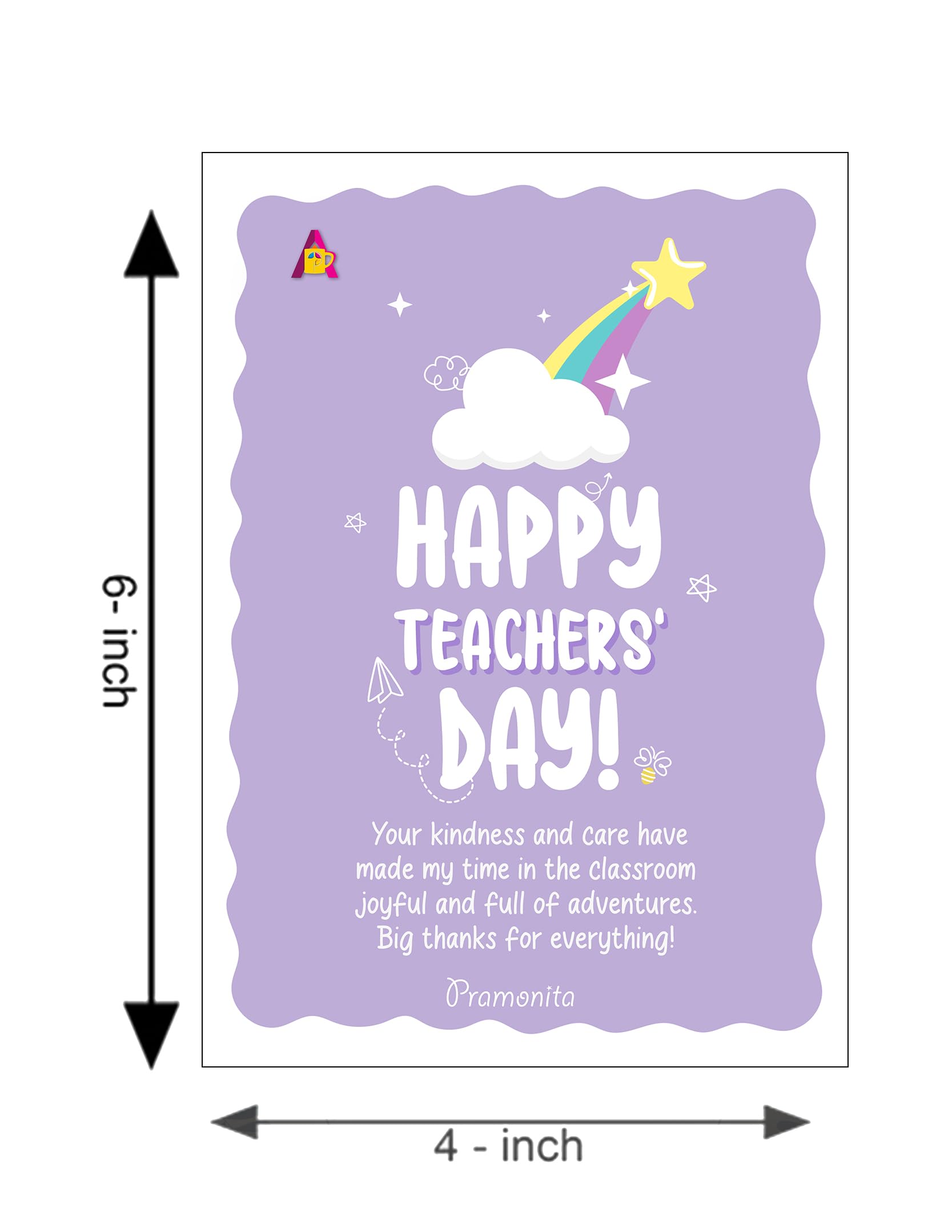 PRMONITA Teacher Appreciation Gift - 11oz Printed Ceramic Coffee Mug for Happy Teacher's Day - Perfect Thank You Present for Teachers, Professors & Mentors - Ideal for Classroom, Office or Home Use (A-04)