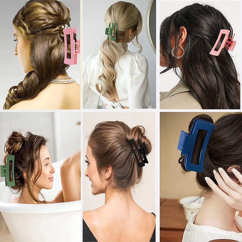 Shidara Large Hair Claw Clips for Women & Girls - 4 Pack Strong Hold Hair Clips for Thick, Thin, Curly or Straight Hair - Banana Clip Hair Accessories for Everyday, Work, Gym & Travel