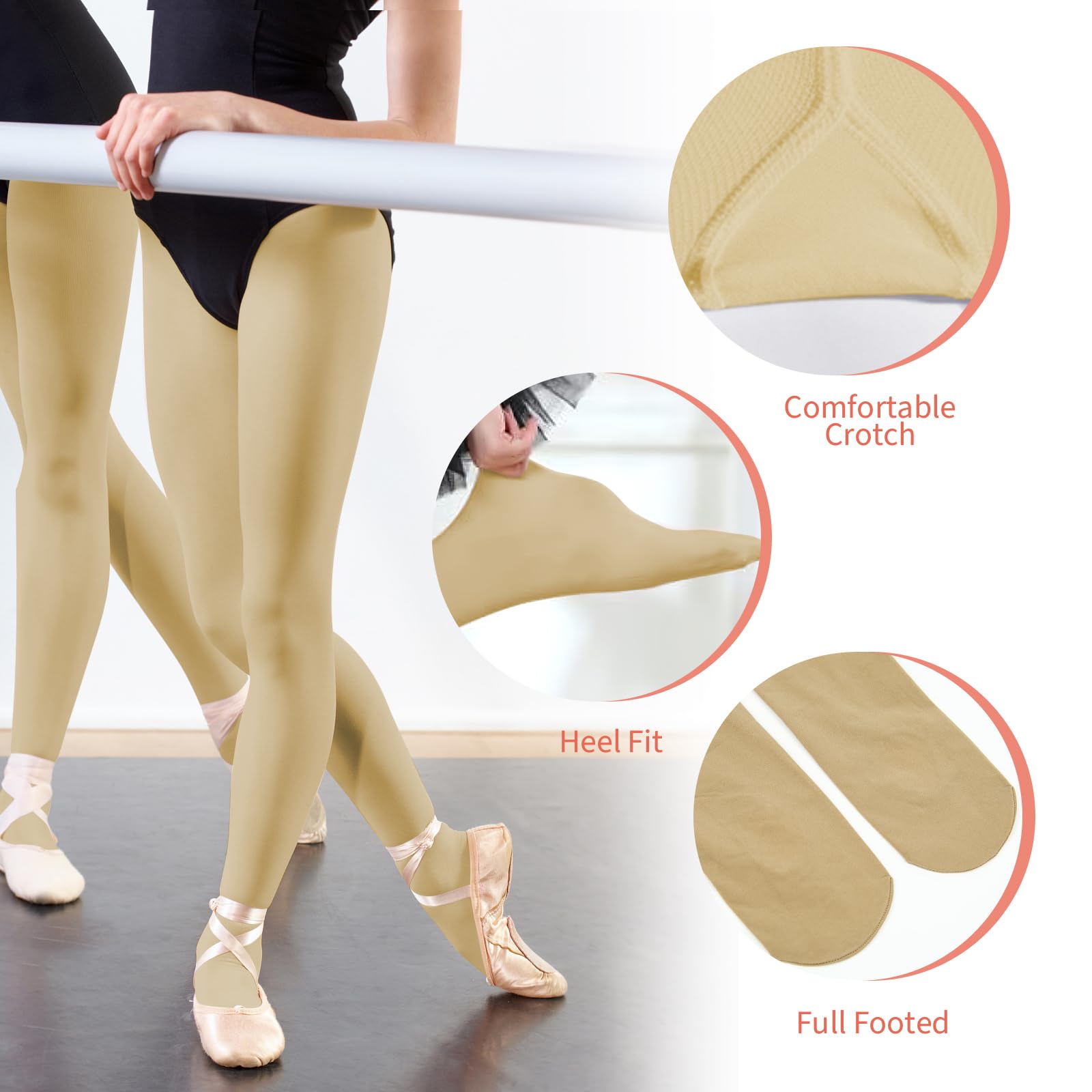Buauty Girls Ballet Dance Tights - Ultra Soft Footed Leggings for Toddler, Little & Big Kids | Perfect for Ballet Practice, Recitals & Dance Classes