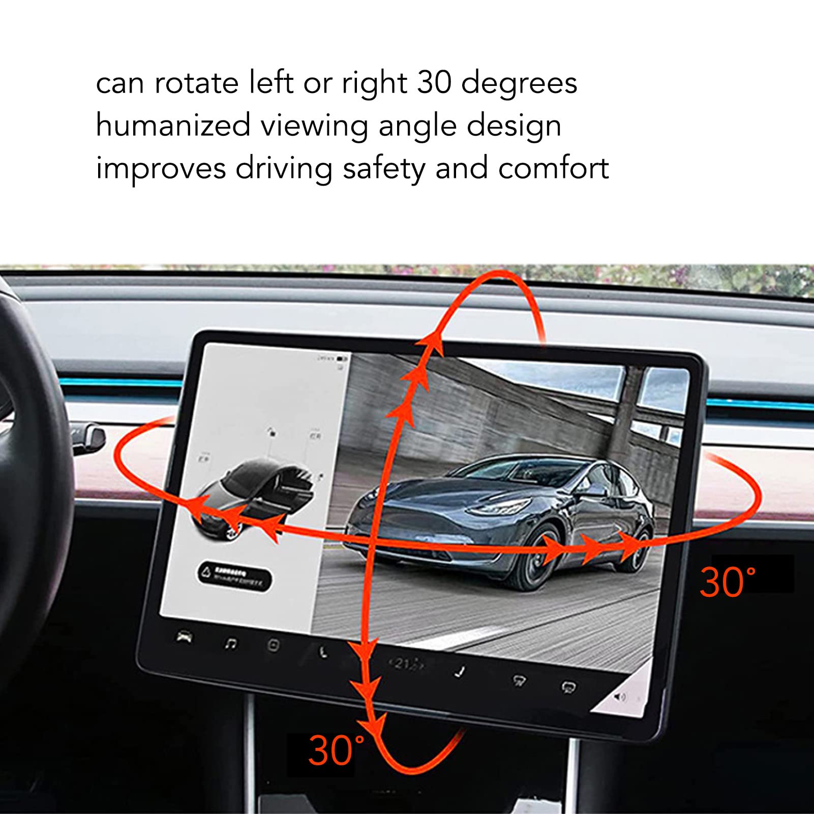 Acouto 360° Rotating Screen Mount Holder for Tesla Model Y 2020-2022 & Model 3 2017-2022 | Car Center Console GPS Navigation Swivel Stand Accessories | Perfect for Road Trips & Hands-Free Viewing