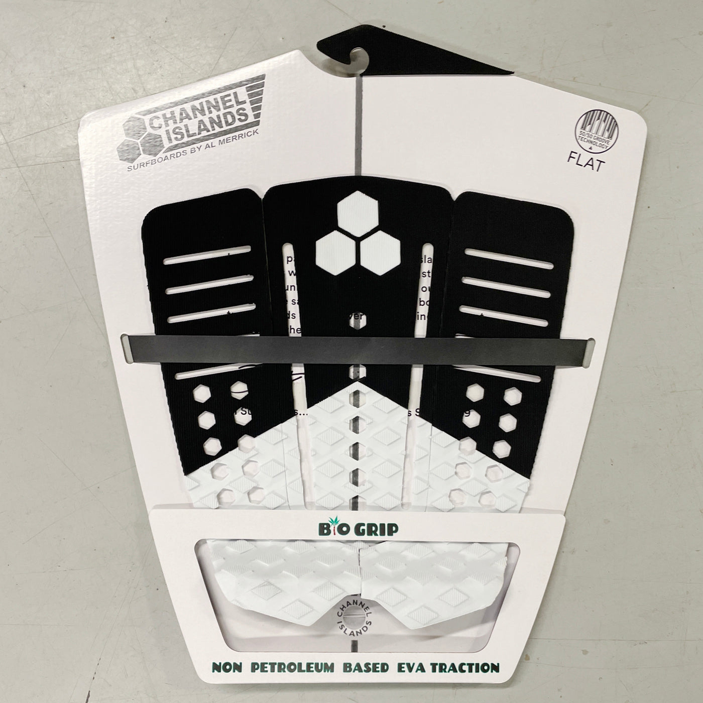 Channel Islands 50/50 Groove Traction Deck Pads - Black/White - Non-Slip Surfboard Traction Pads for Enhanced Grip & Control While Surfing