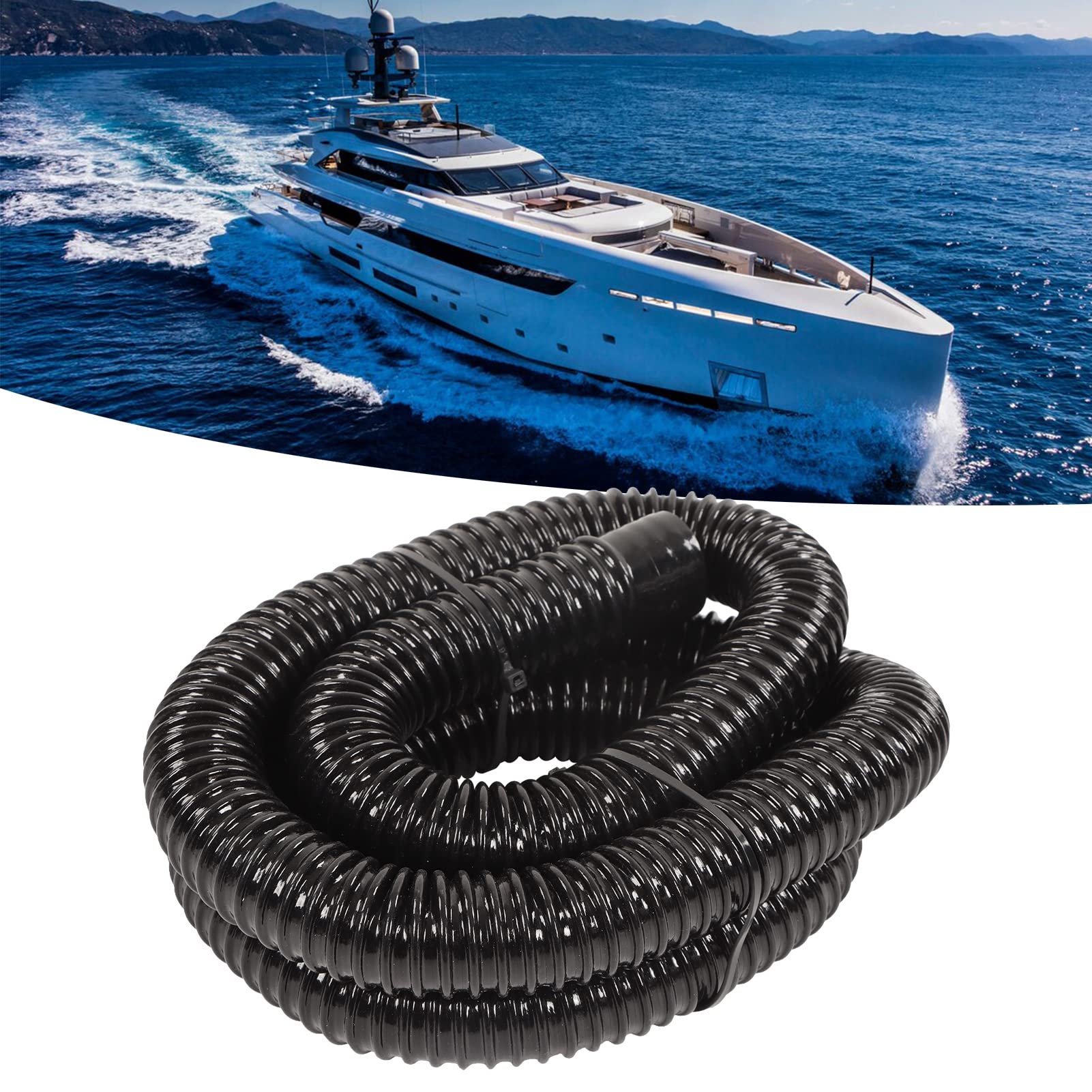 1-1/8 Inch Marine Bilge Pump Hose Kit - 5ft Heavy Duty PVC Hose with 2 Stainless Steel Clamps - Perfect for Boat Bilge Pump Installation & Marine Plumbing Systems