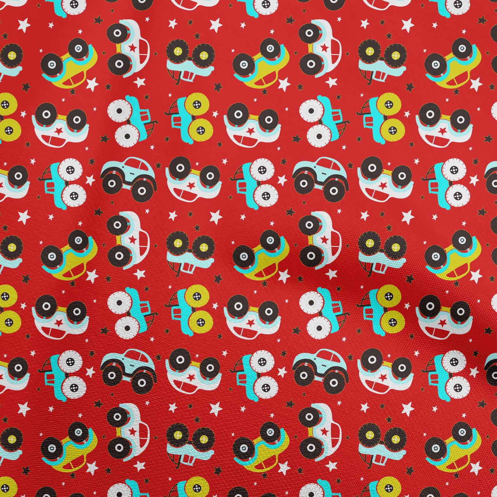 oneOone Polyester Spandex Red Printed Fabric - 56 Inch Wide for Kids Nursery Decor, DIY Craft Projects & Car Upholstery - Soft Stretch Material for Sewing, Quilting and Home Decoration