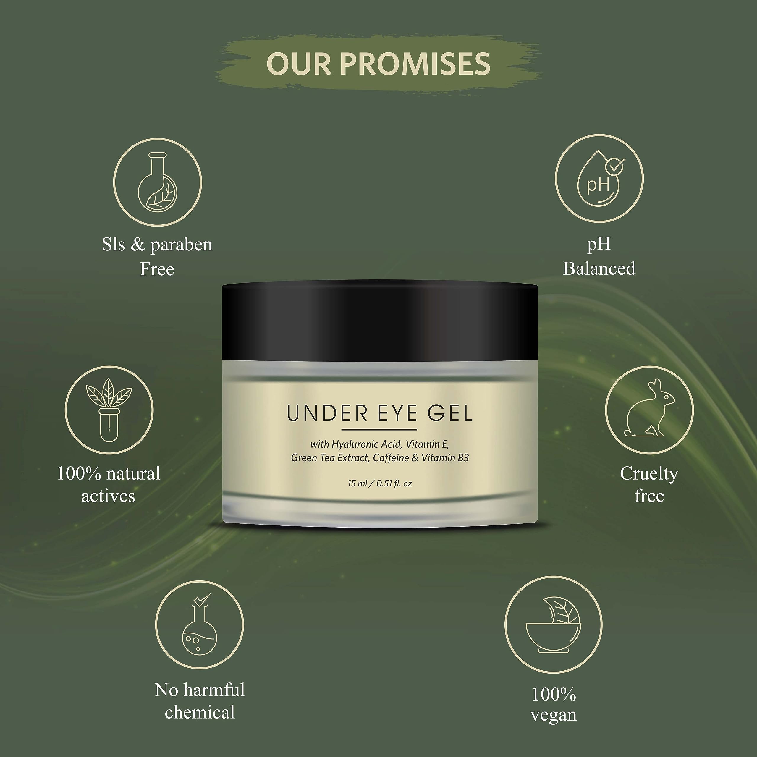 L’avenour Under Eye Gel for Dark Circles, Puffiness & Wrinkles – Green Tea, Caffeine & Vitamin E Enriched – Vegan & Cruelty-Free (15ml) – Perfect for Morning & Night Skincare Routine