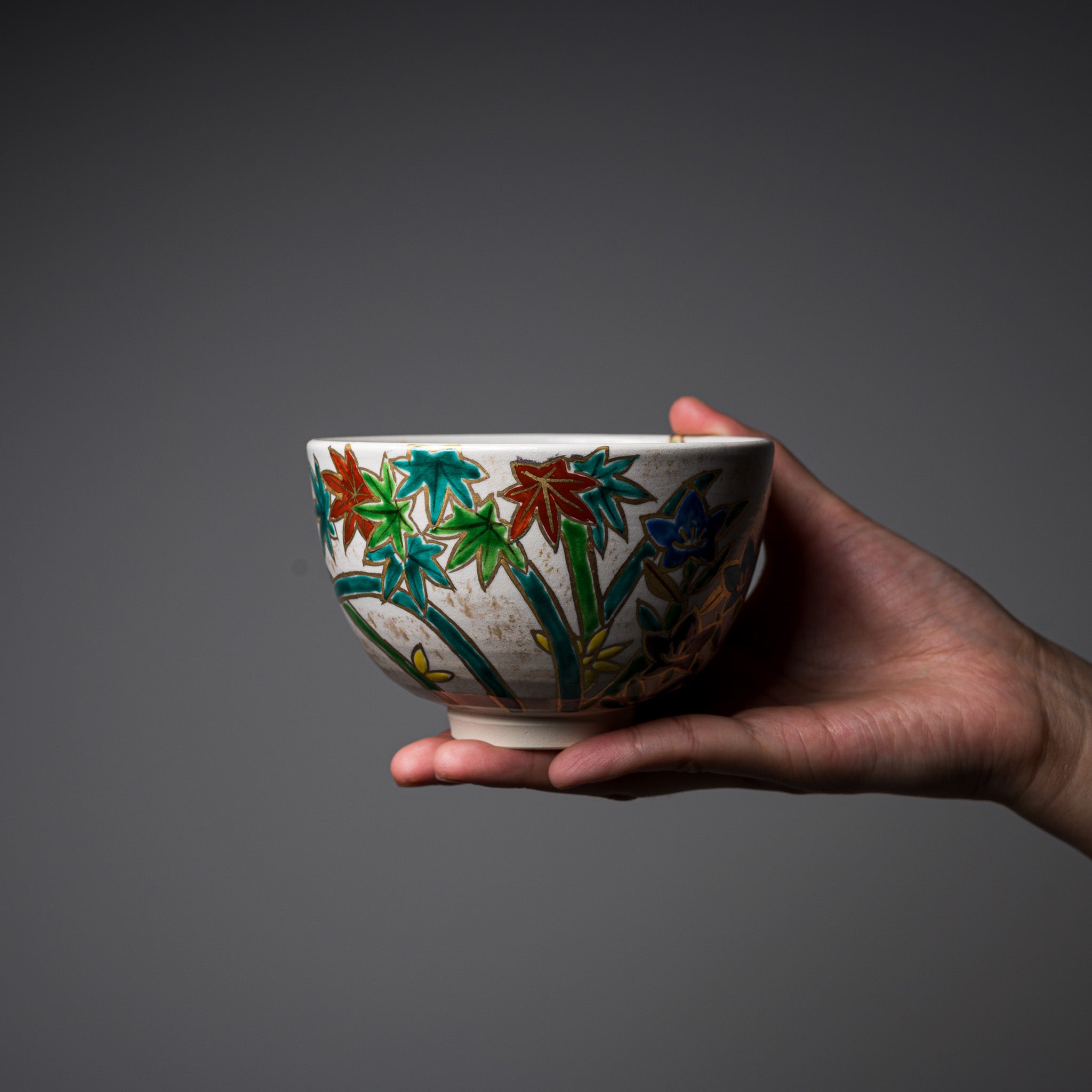 Handmade Kyo Kiyomizu Ware Matcha Bowl - Shiki Saika Collection | Authentic Japanese Ceramic Tea Cup for Matcha, Green Tea Ceremony & Zen Meditation | Perfect for Traditional Tea Rituals, Home Decor & Gift Giving